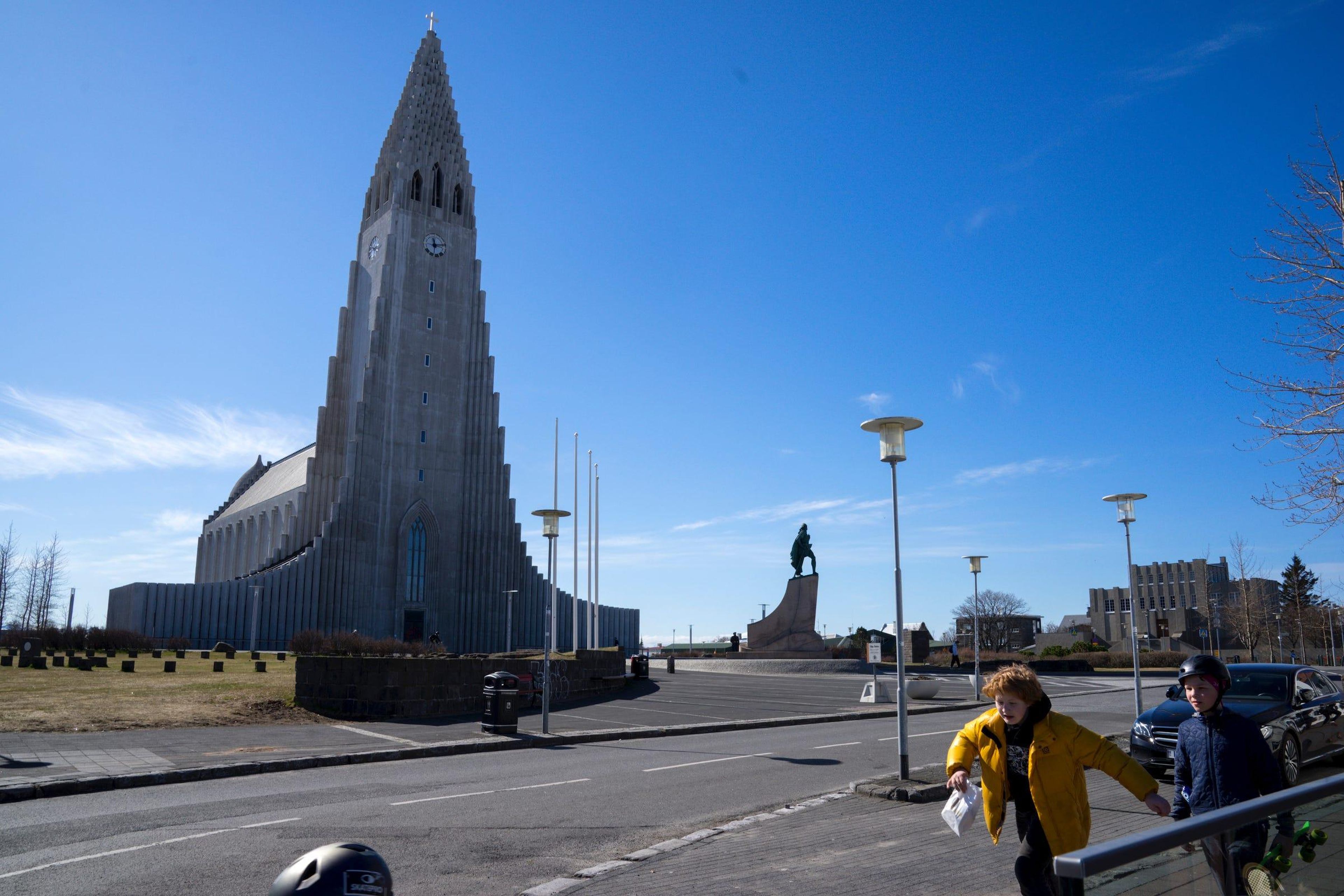 Reykjavik's Hallgrimskirkja Church, normally a popular tourist destination, on April 29 2020.