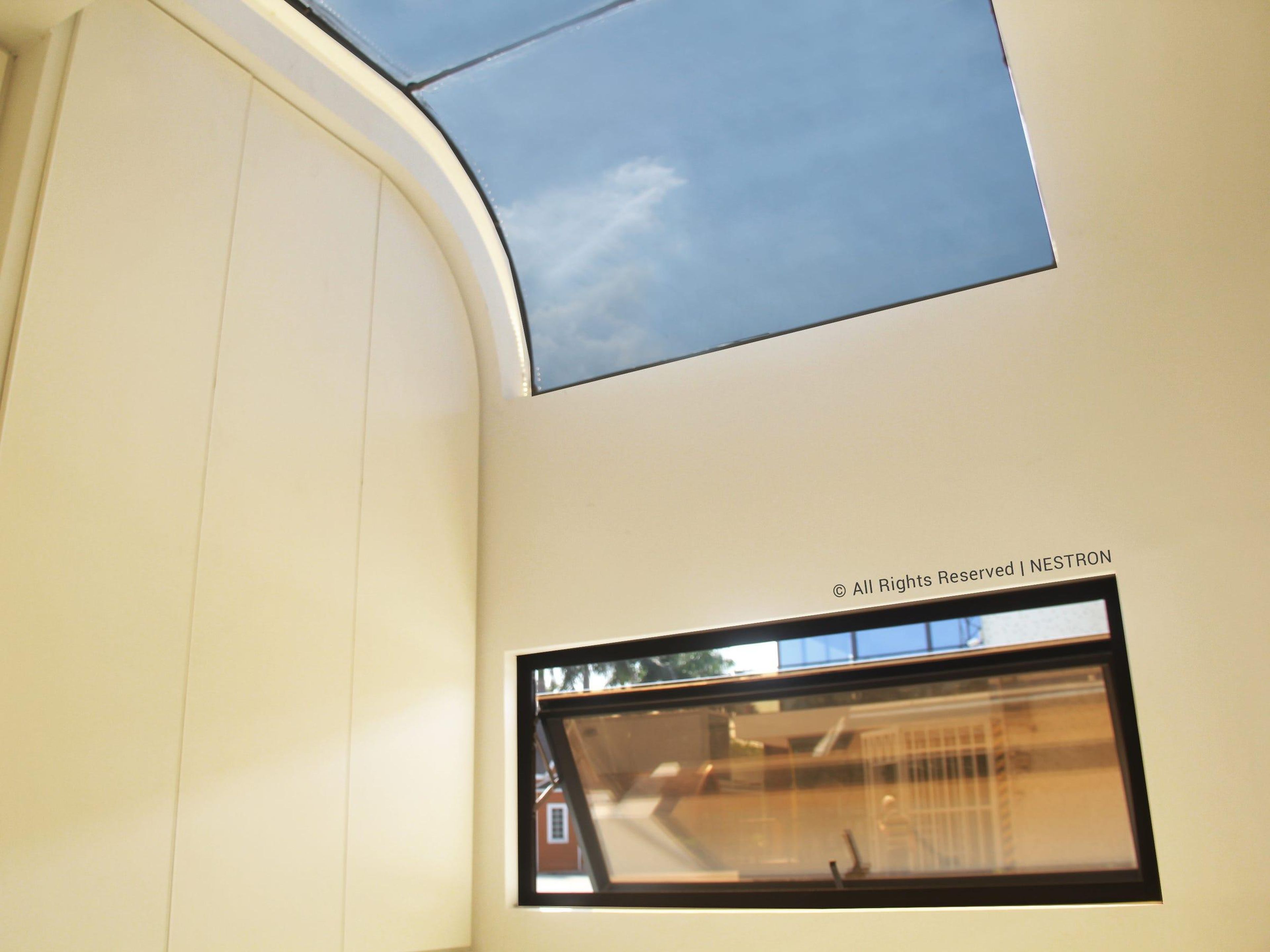 A skylight adds light and opens up the space.