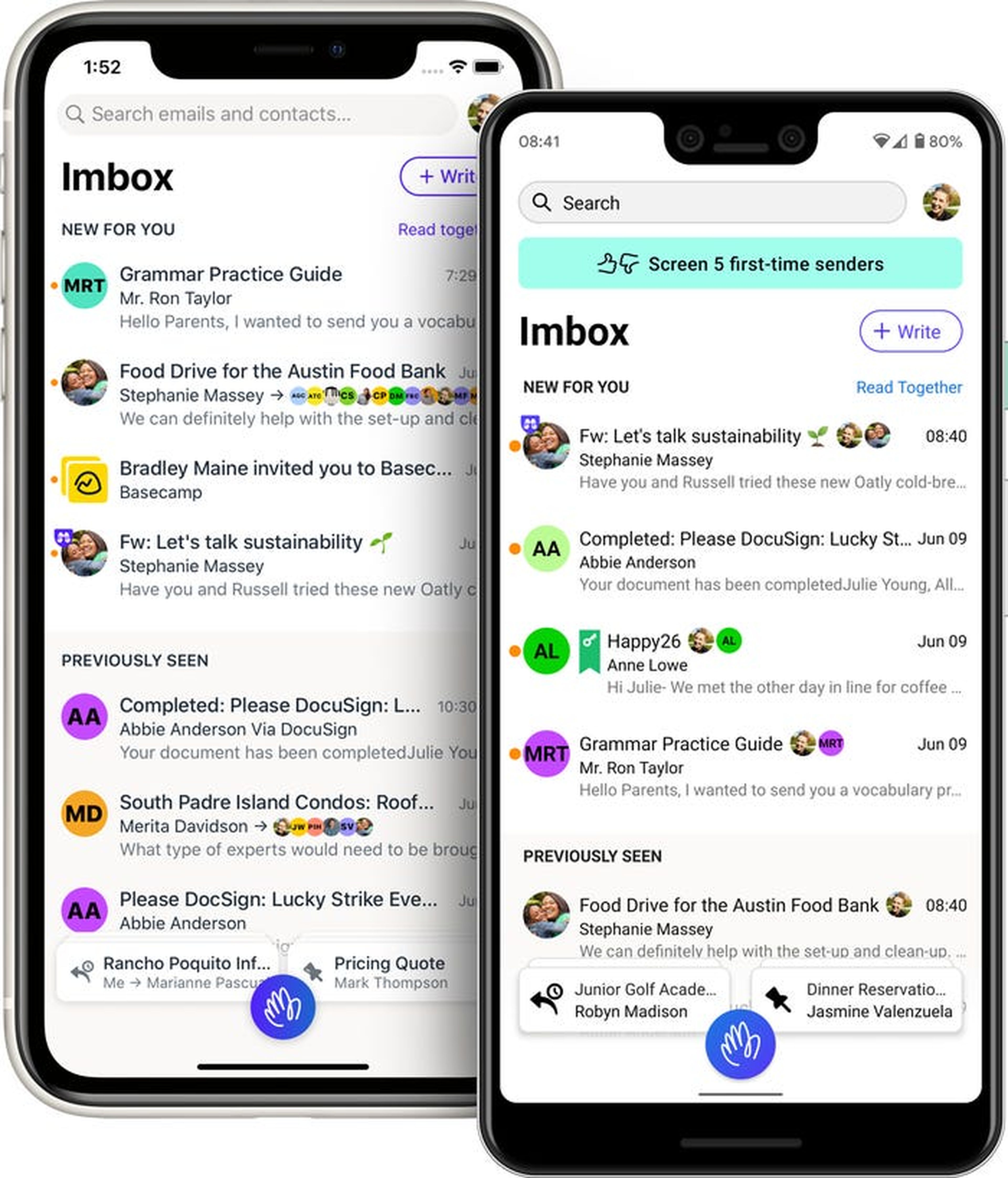 La aplicación Hey, que tiene una bandeja de entrada llamada 'Imbox' para los correos importantes.