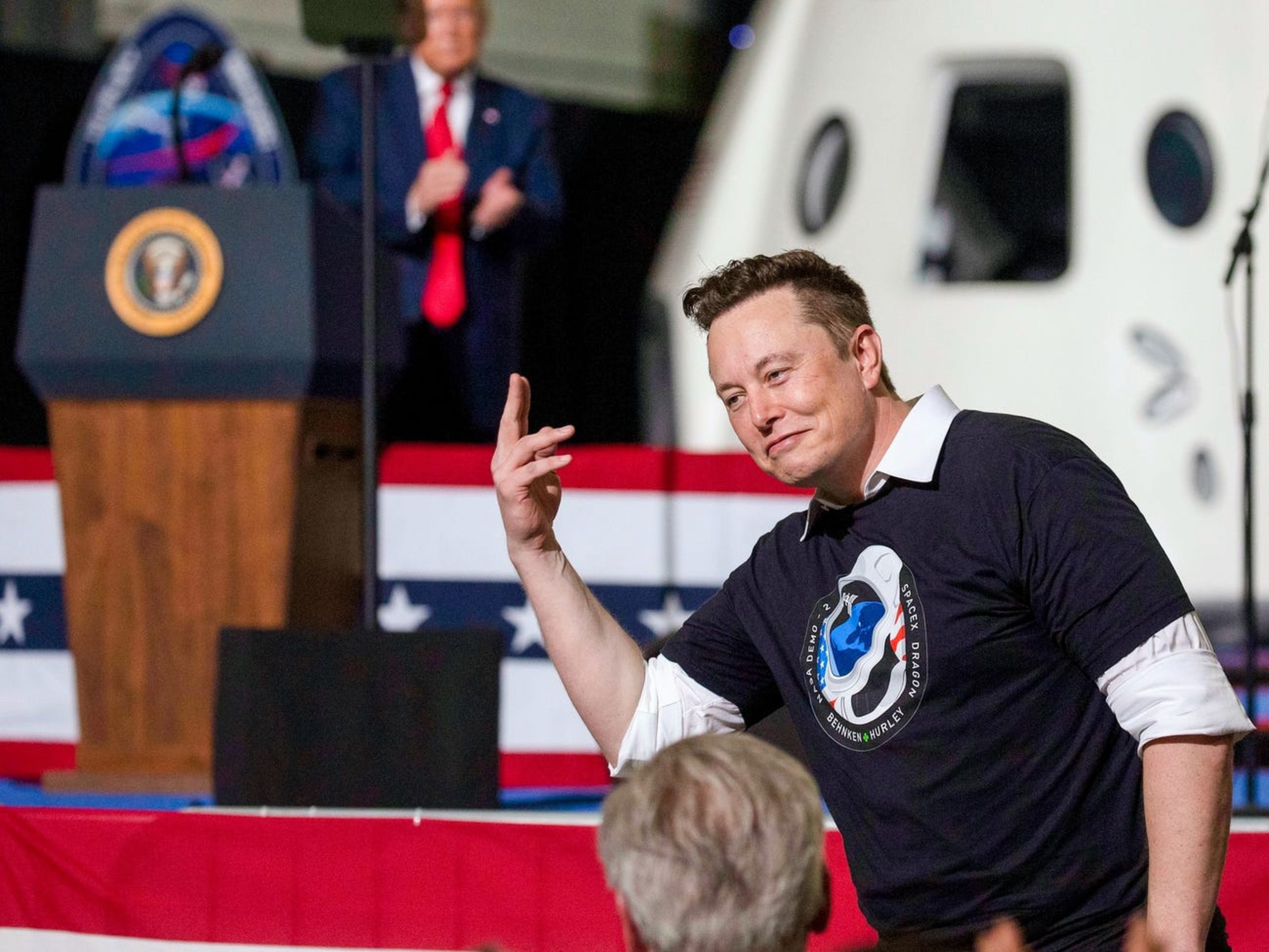 El CEO de SpaceX, Elon Musk, durante la celebración del lanzamiento el pasado sabado.