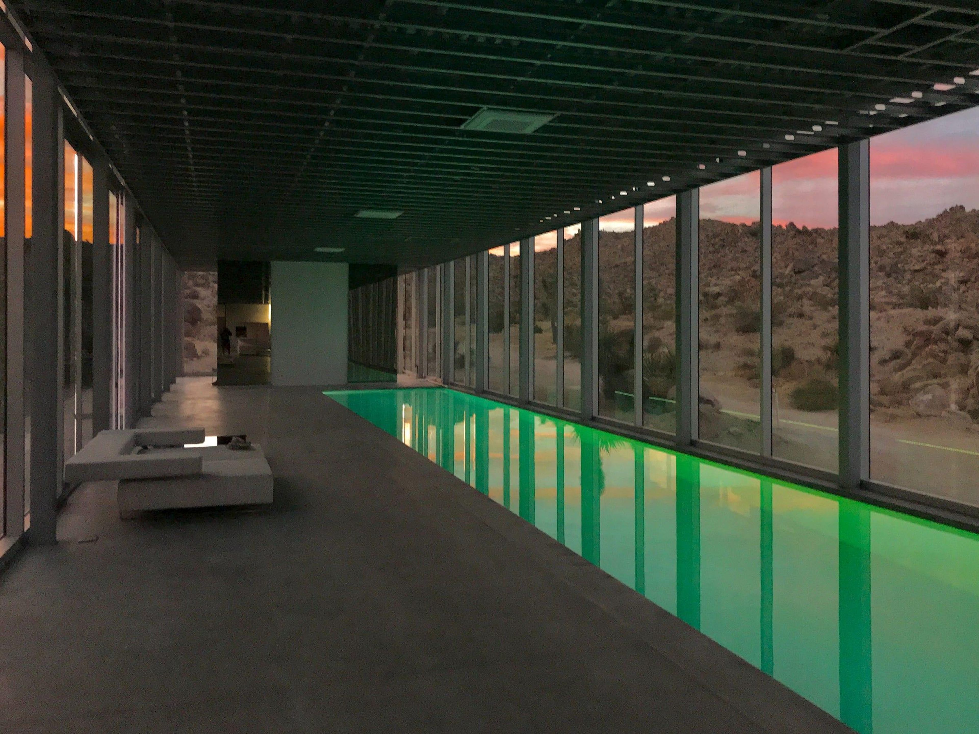 Hanley told Business Insider that one of his favorite details about the home is when the changing light outside integrates with the pool lights, which shift between blue, red, green, turquoise, and violet.