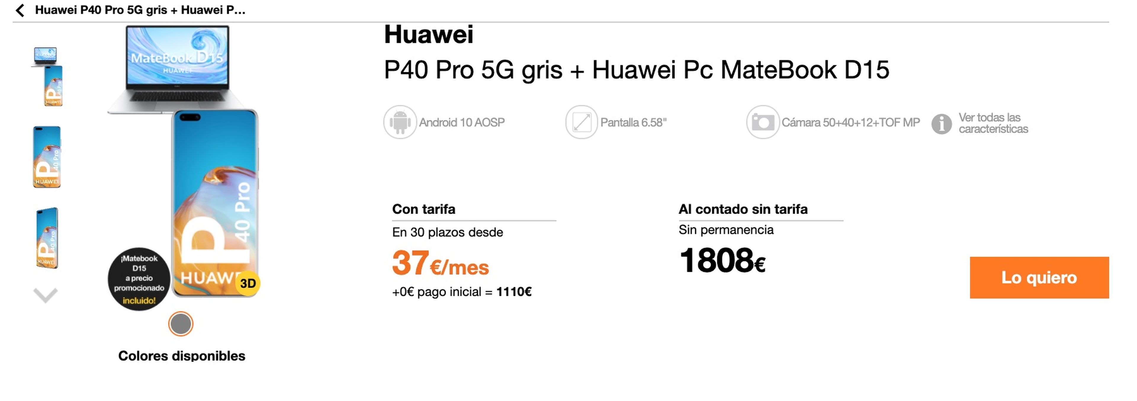 Oferta pack exclusivo de Huawei y Orange