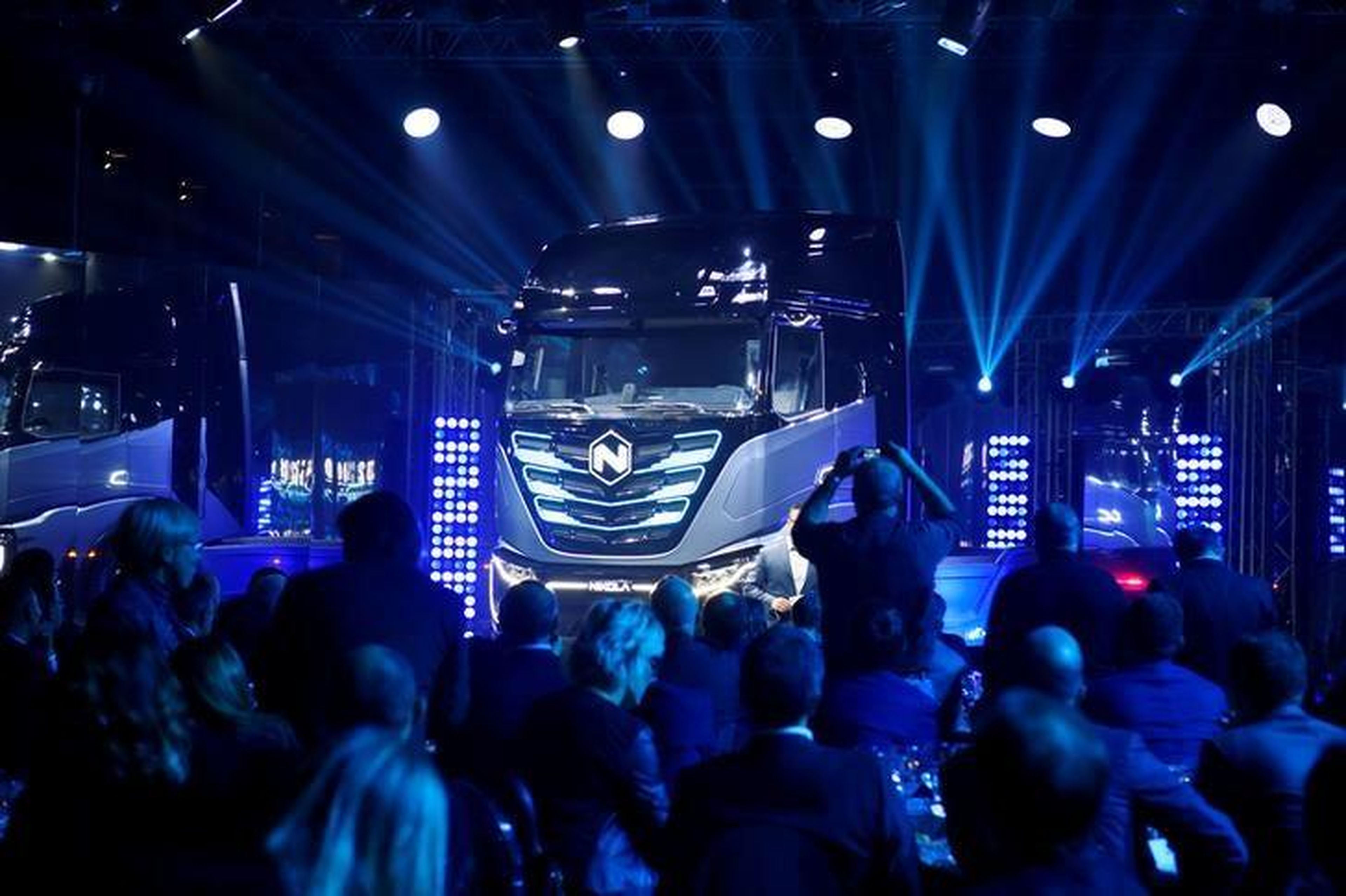 Italian-American industrial vehicle maker CNH's truck unit Iveco presents its new full-electric and hydrogen fuel-cell battery trucks in partnership with U.S. Nikola