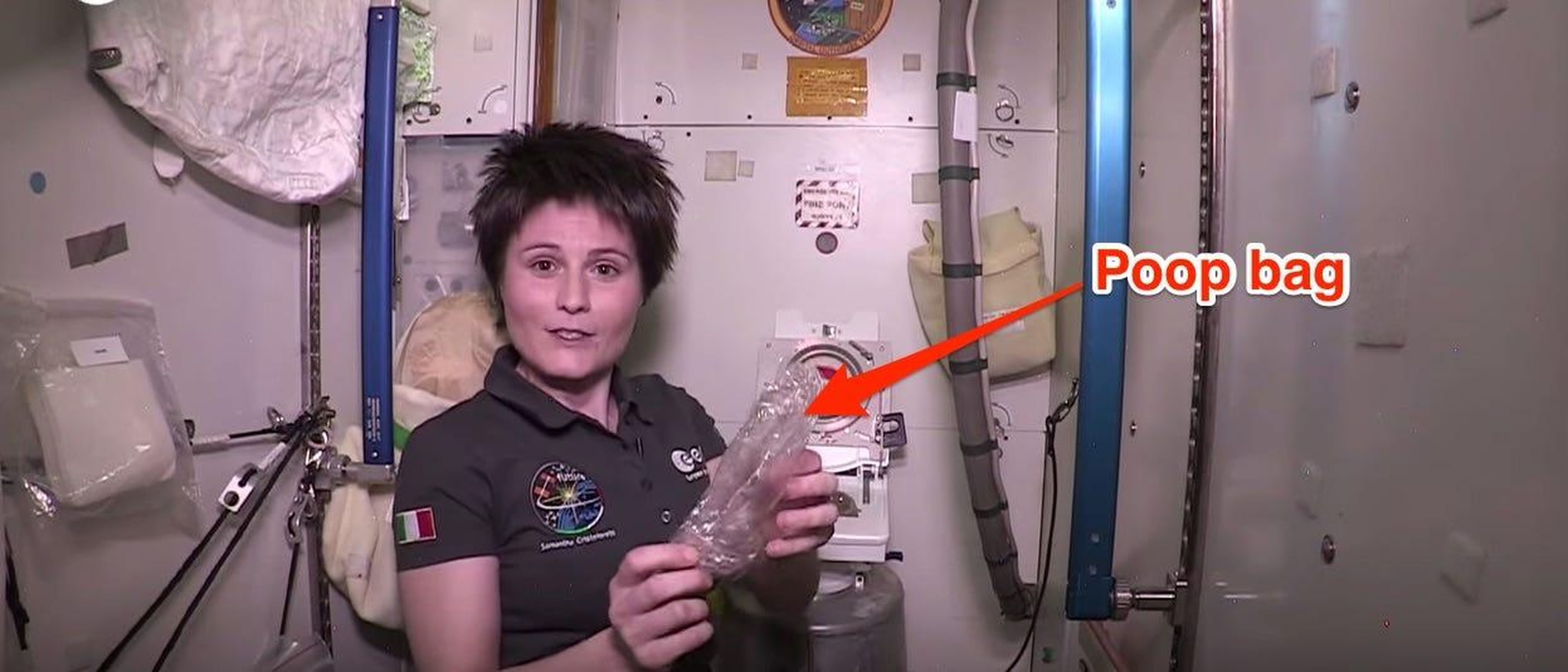 The Italian astronaut Samantha Cristoforetti demonstrated how to use the Russian toilet on the International Space Station in 2015. YouTube/ESA