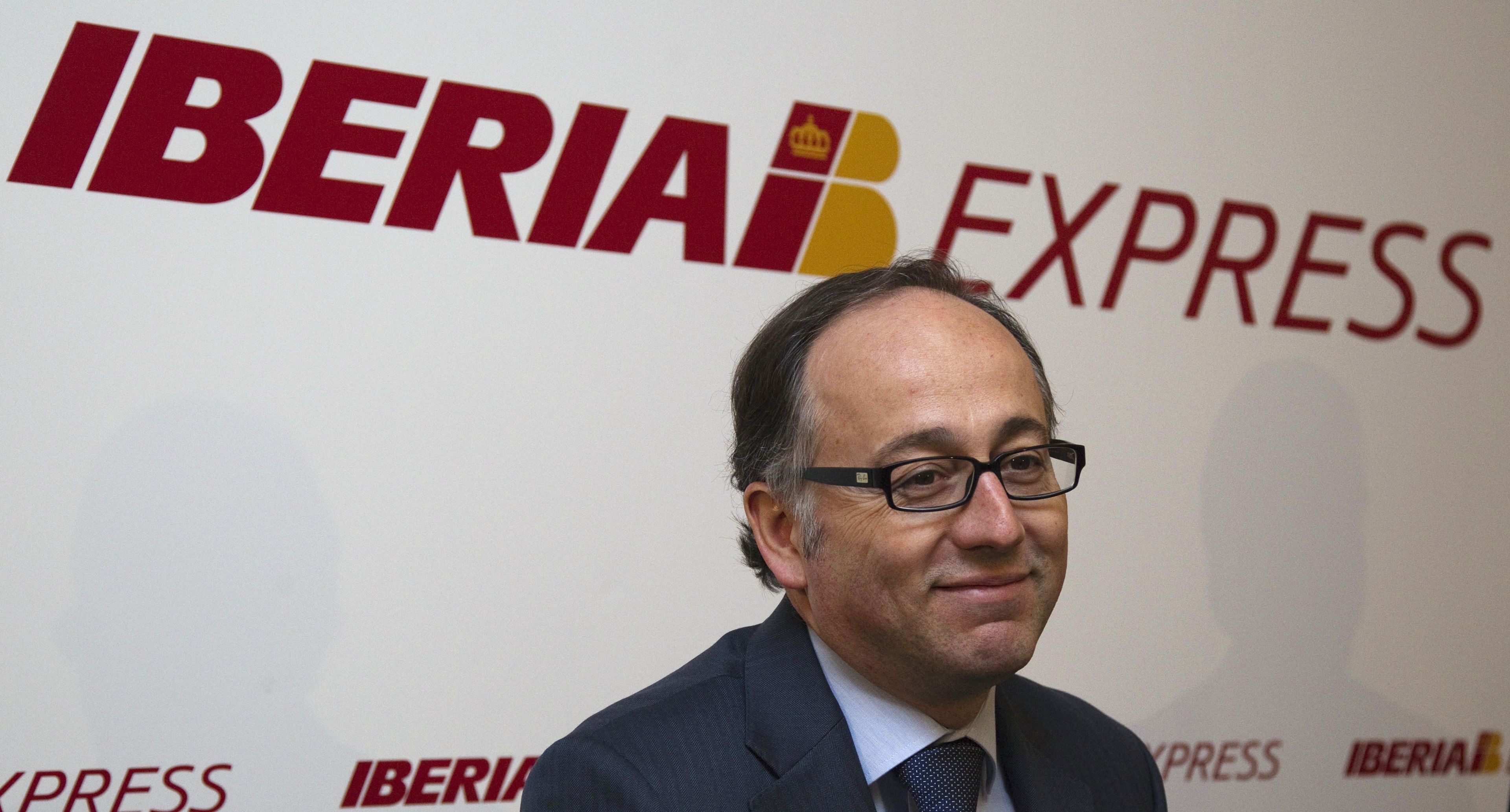 El presidente de Iberia, Luis Gallego, en una rueda de prensa en 2012.