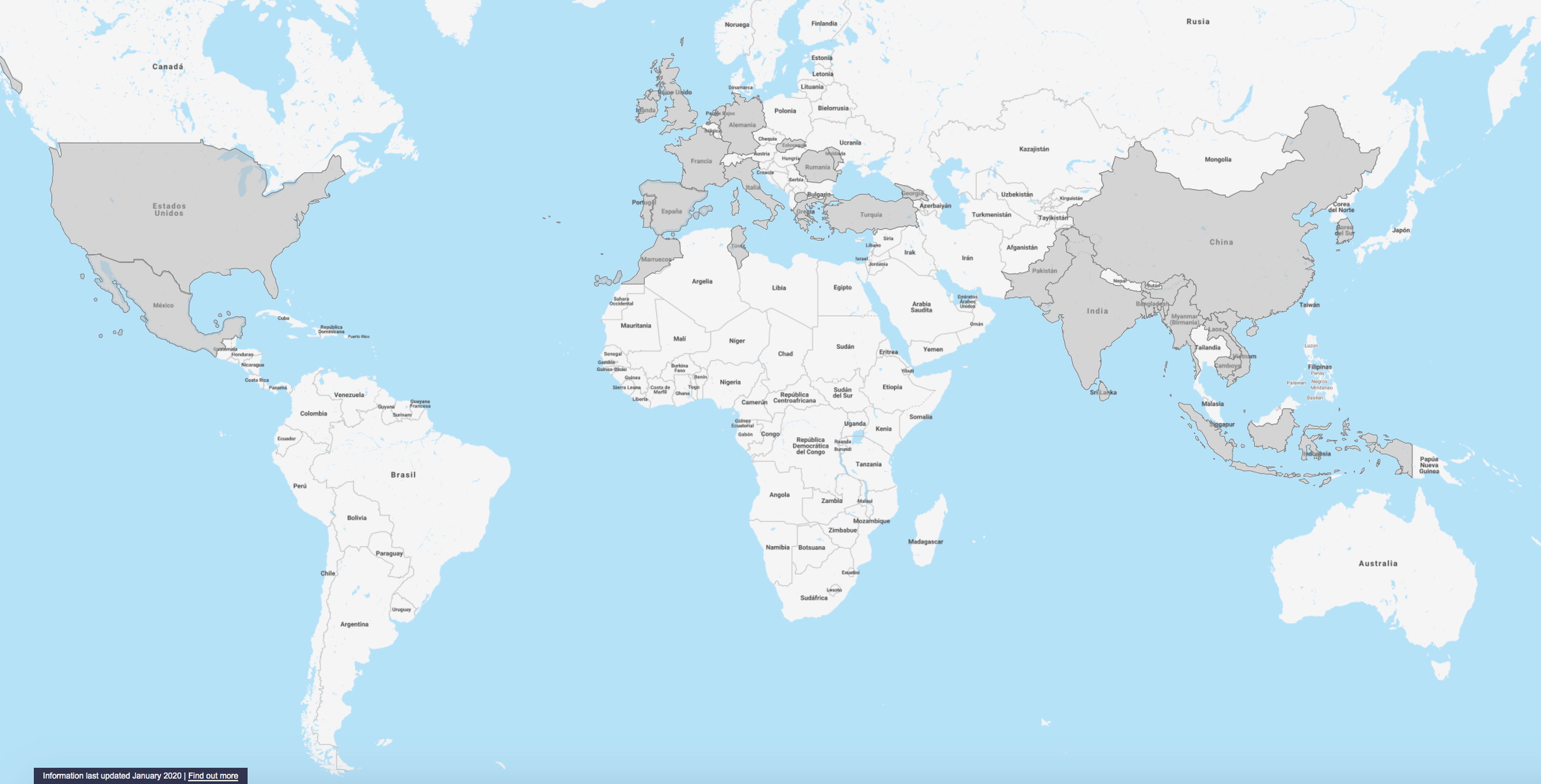 Mapa de la cadena de aprovisionamiento de Primark a fecha de enero de 2020