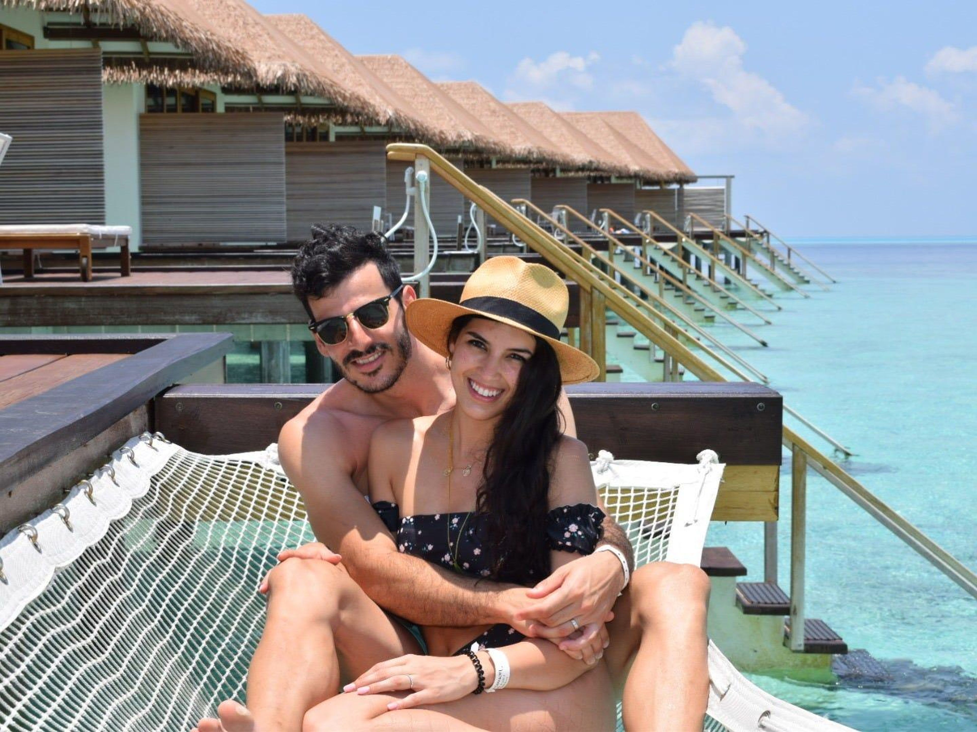 Olivia and Raul De Freitas in the Maldives.