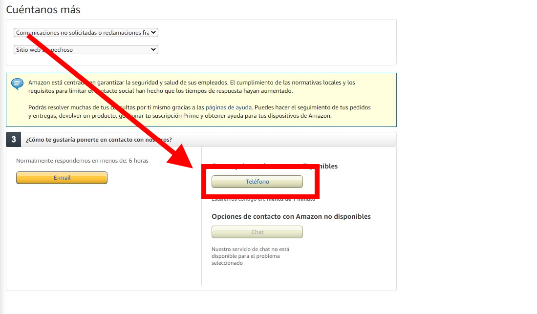 Correo de cheap amazon para reclamos