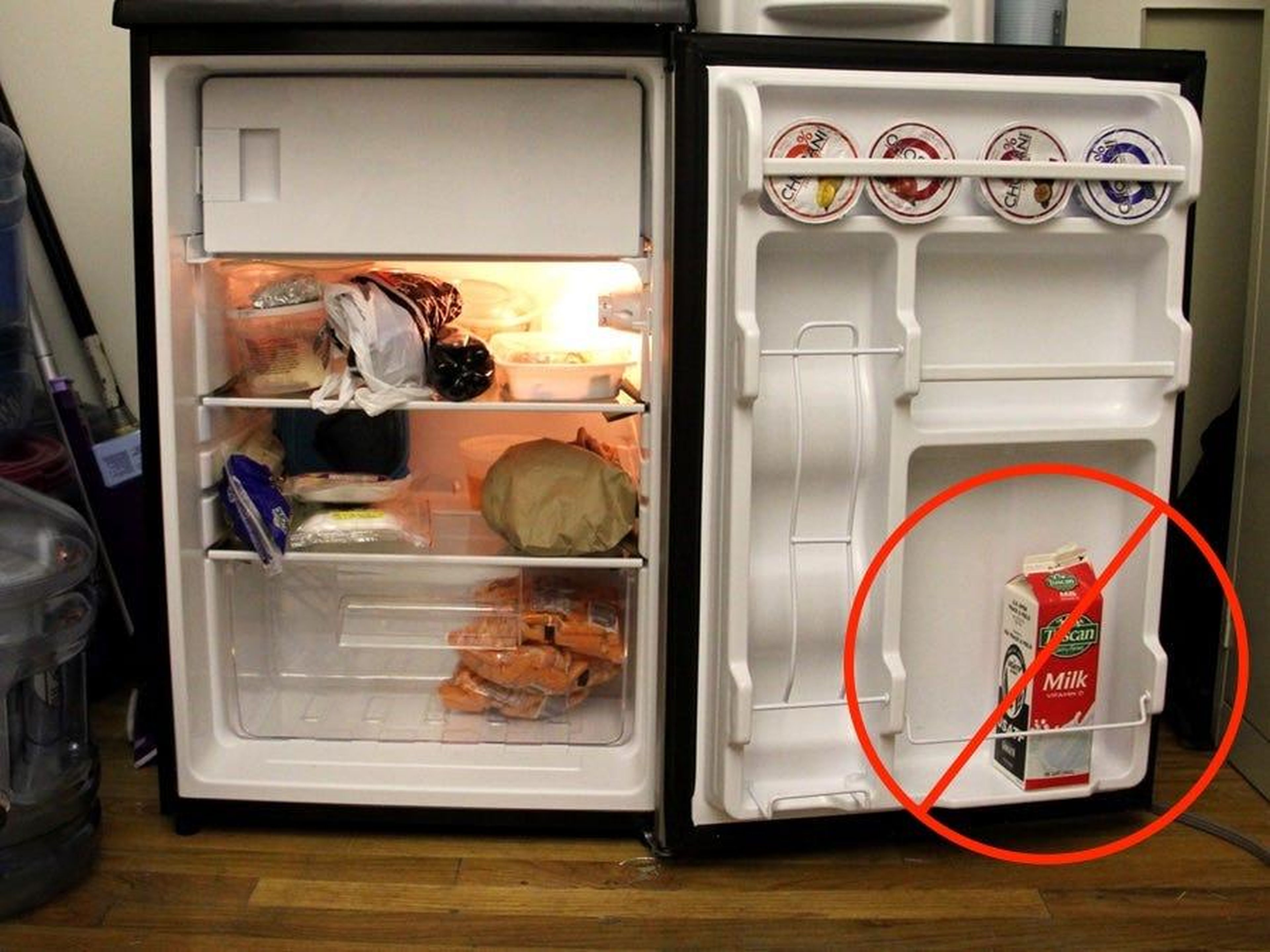 Don't store milk in the door of the fridge.