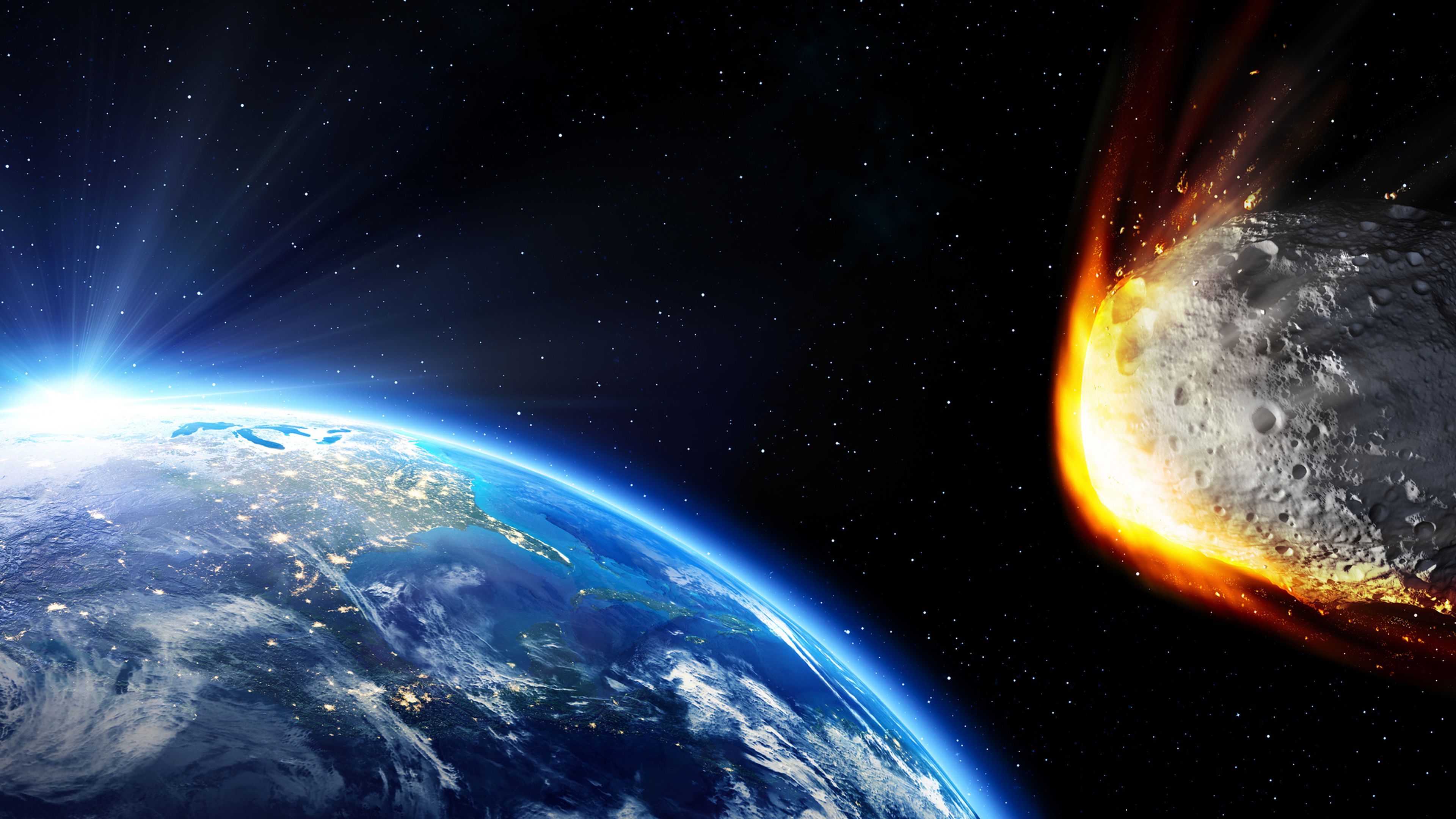 Una recreación de un asteroide acercándose a la Tierra