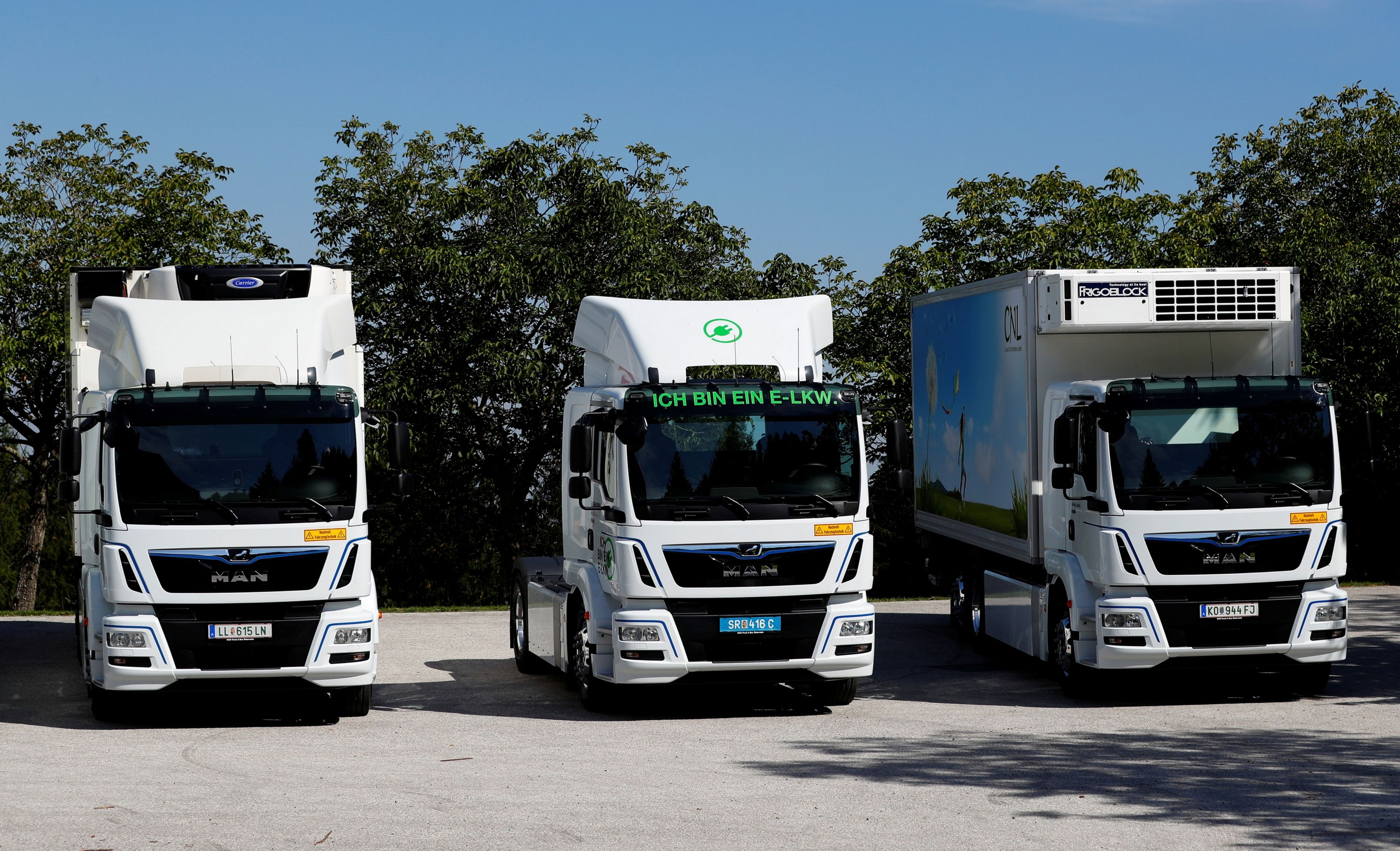 Tres modelos de camiones eléctricos del fabricante alemán Man Se.