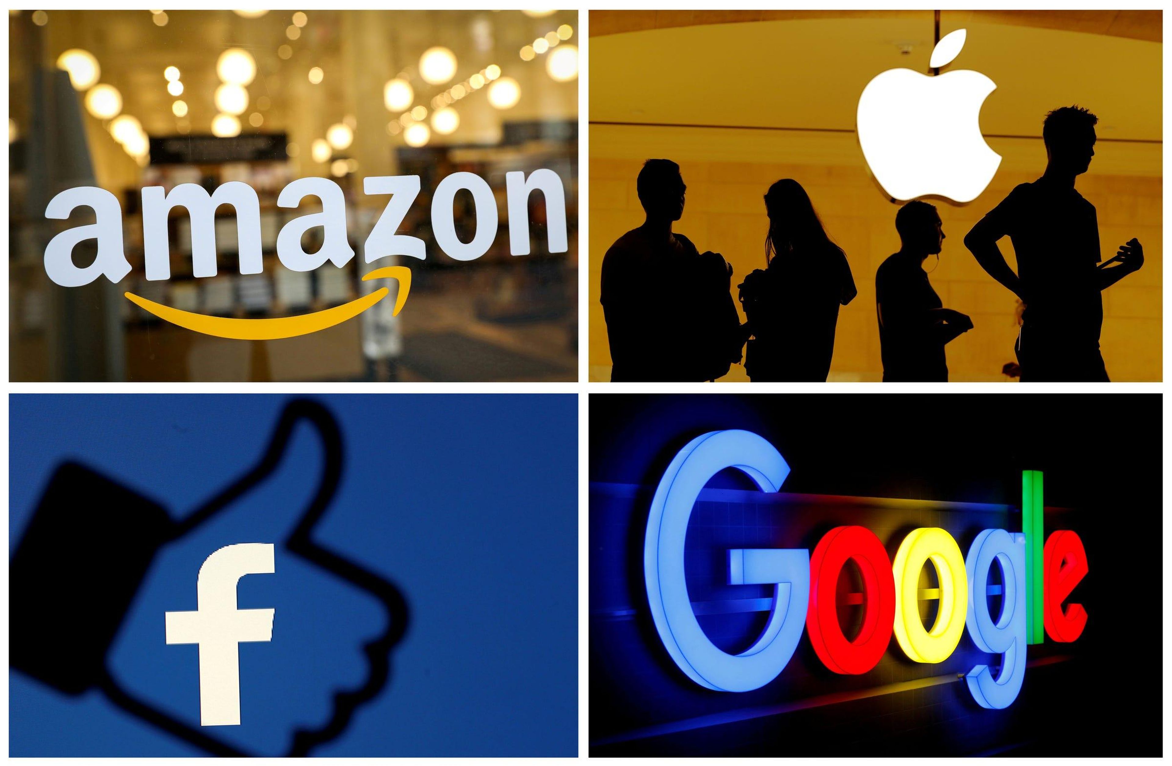 FILE PHOTO: FILE PHOTO: The logos of Amazon, Apple, Facebook and Google Reuters