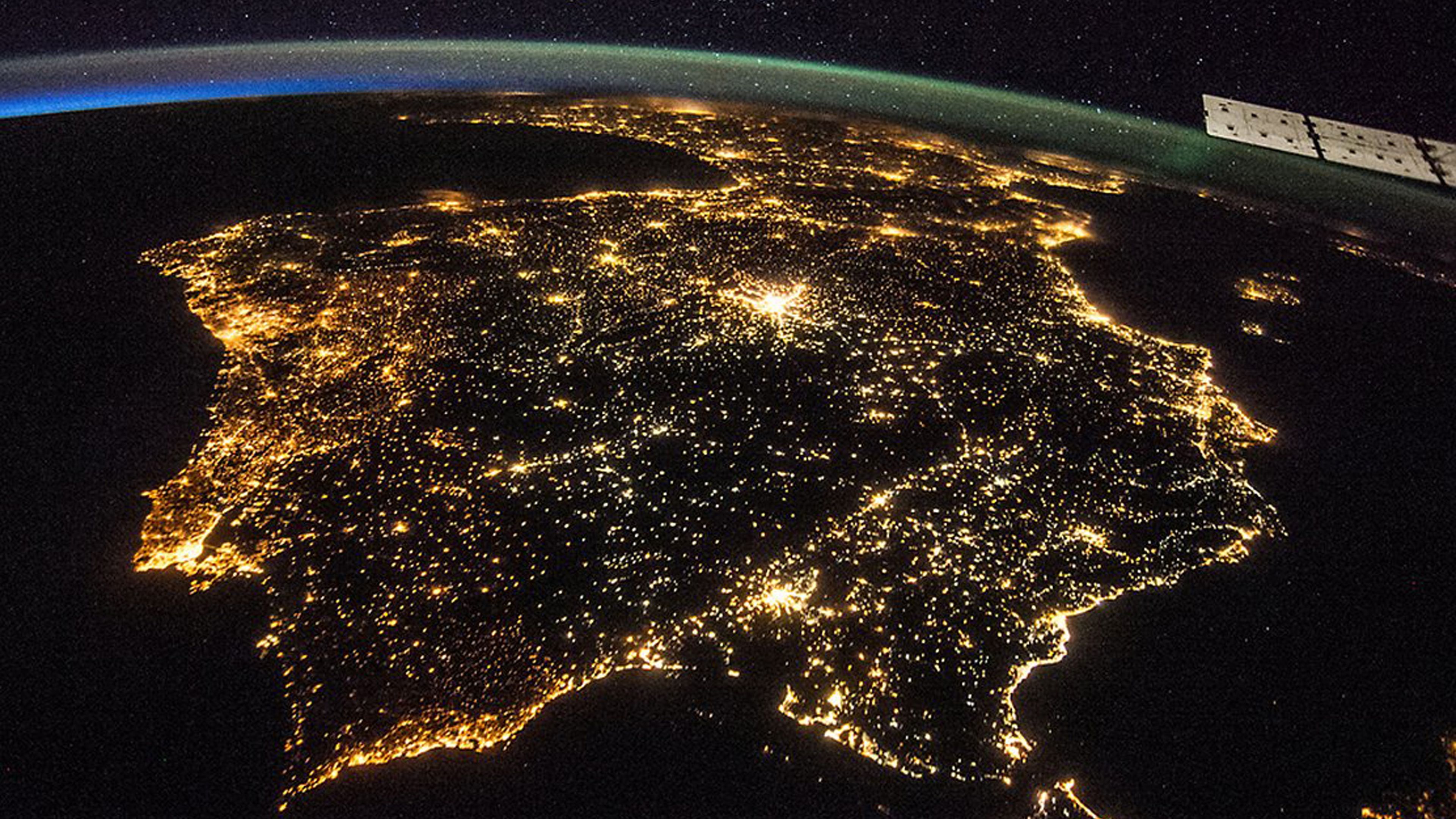 La Península Ibérica vista desde la Estación Espacial Internacional en 2014.