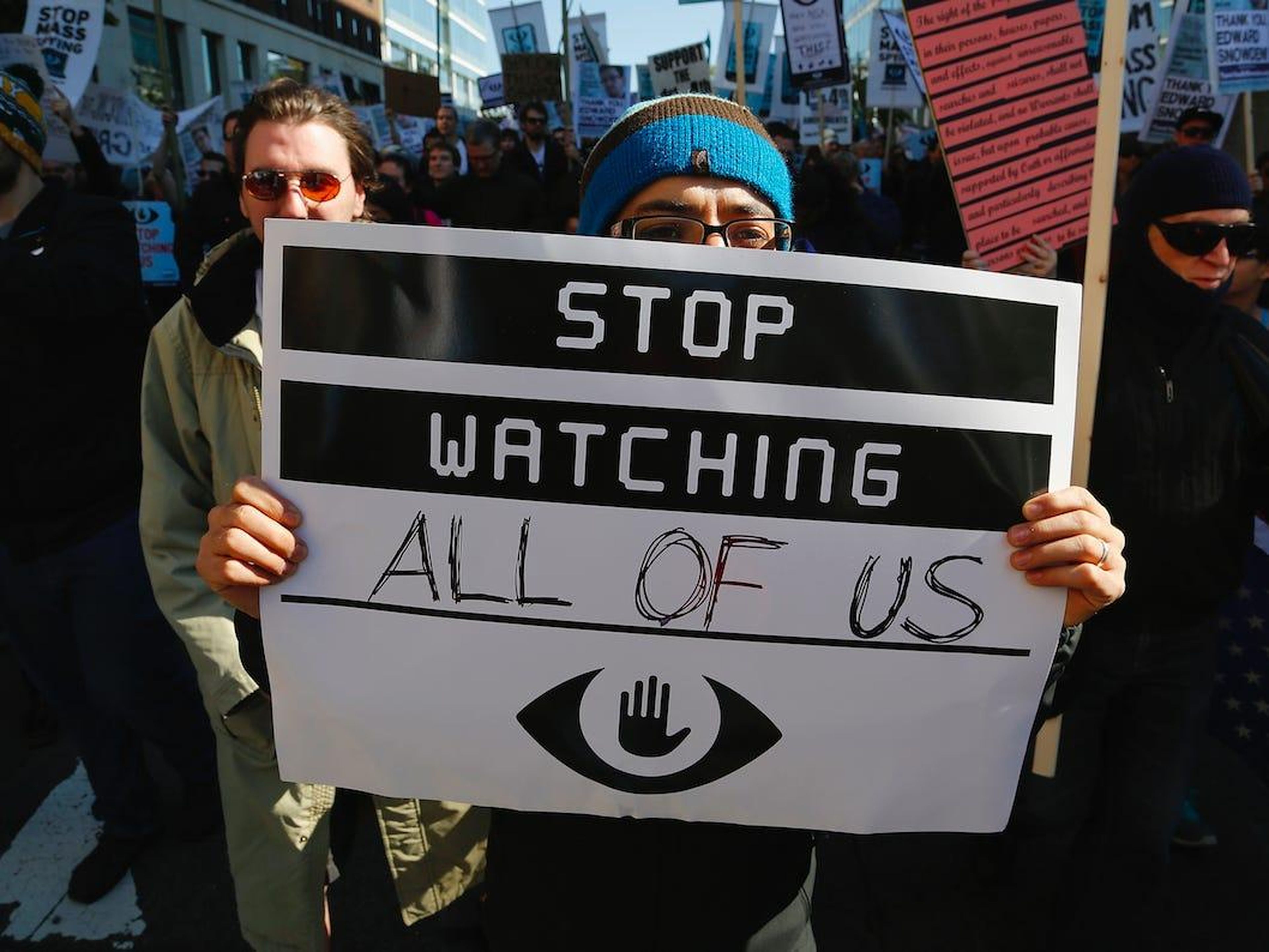 Manifestación en 2013 contra el espionaje telefónico de la NSA.