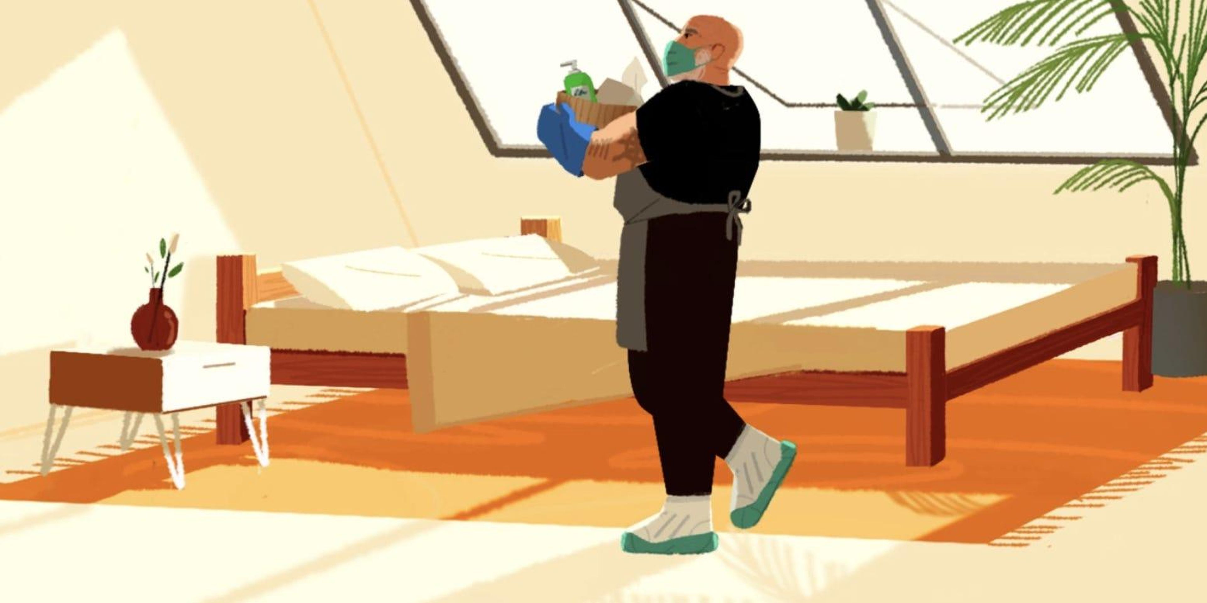 An illustration accompanying Airbnb's new cleaning guidelines for hosts. Airbnb