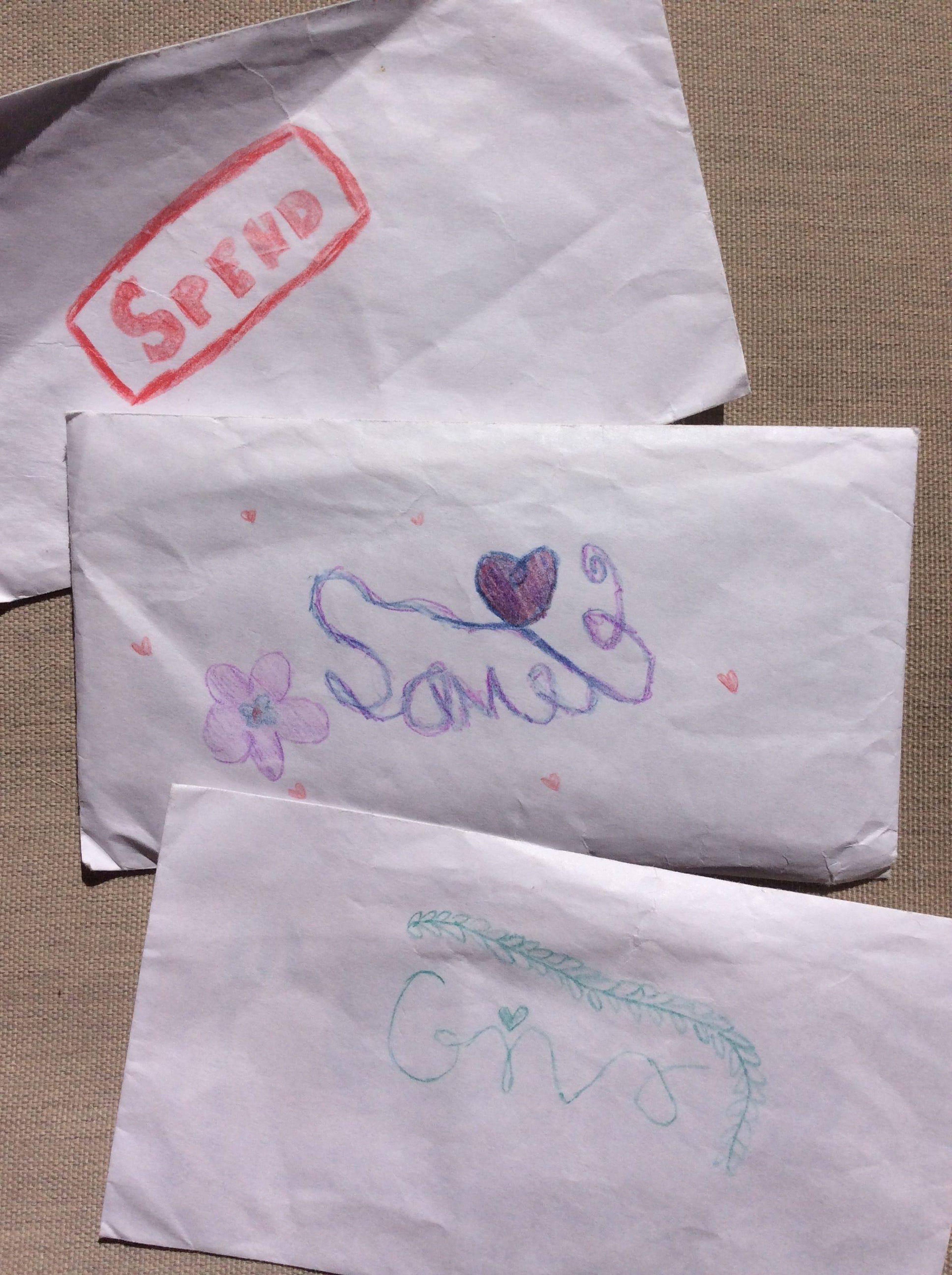 Lauren's three envelopes. Courtesy of Aimee Nelson