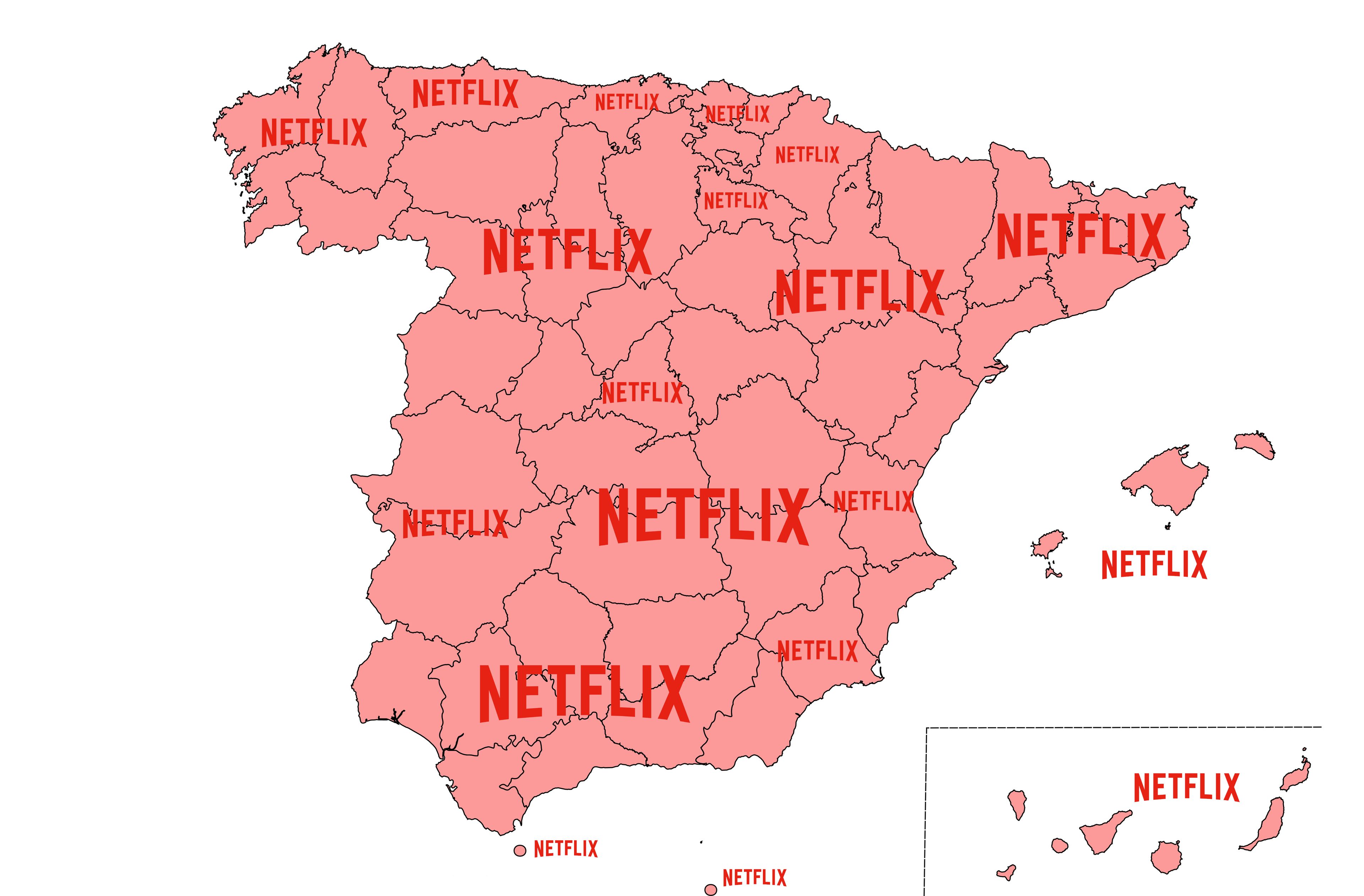 Mapa de las plataformas de streaming favoritas en España.