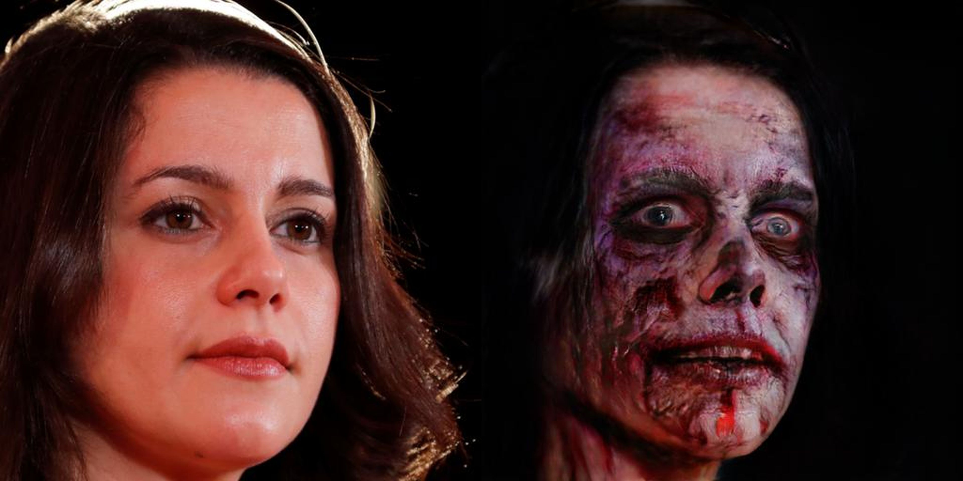Inés Arrimadas, presidenta de Ciudadanos, convertida en zombie.