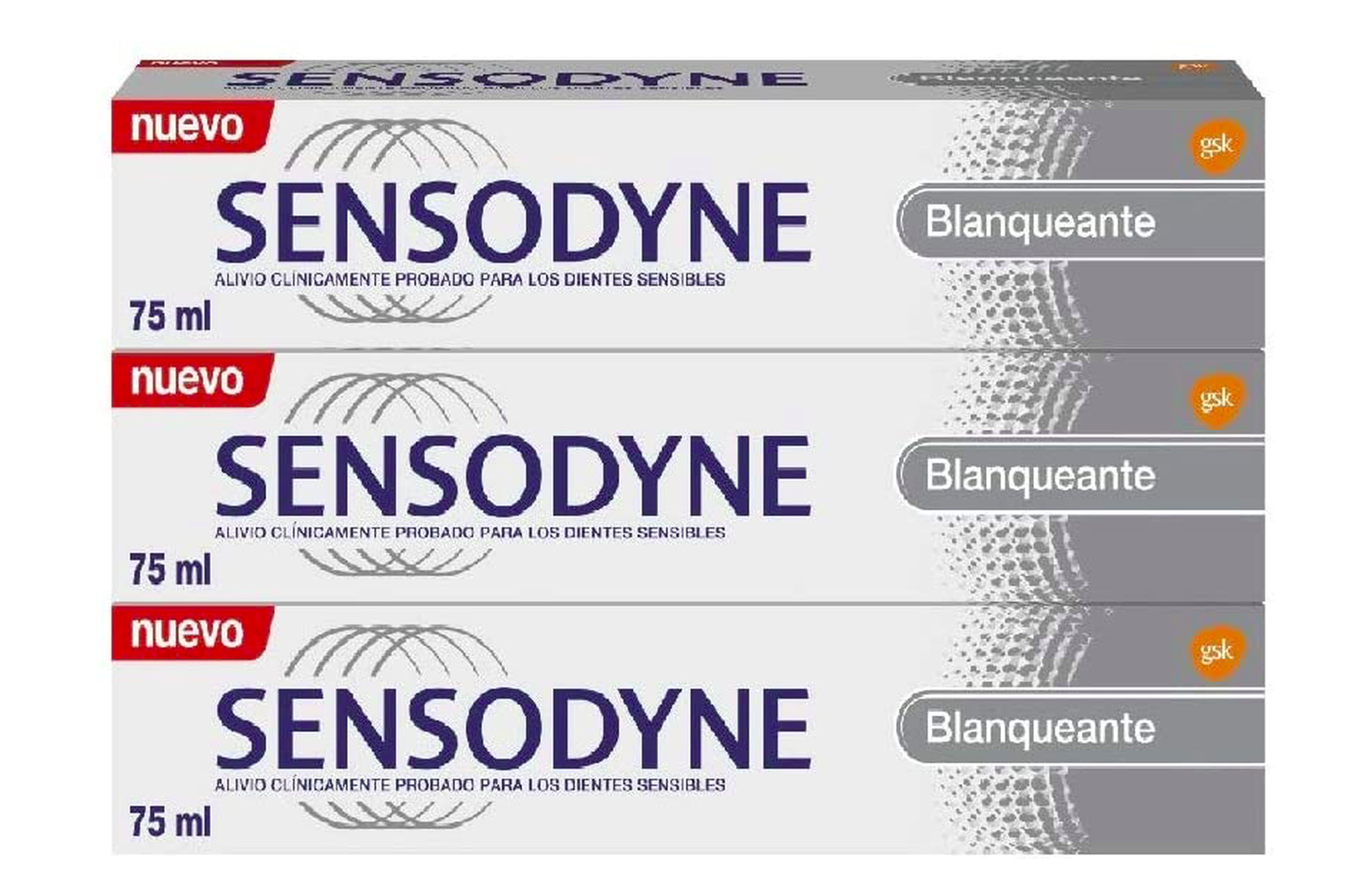 Pasta de dientes blanqueante Sensodyne con flúor para dientes sensibles - pack de 3 x 75 ml.
