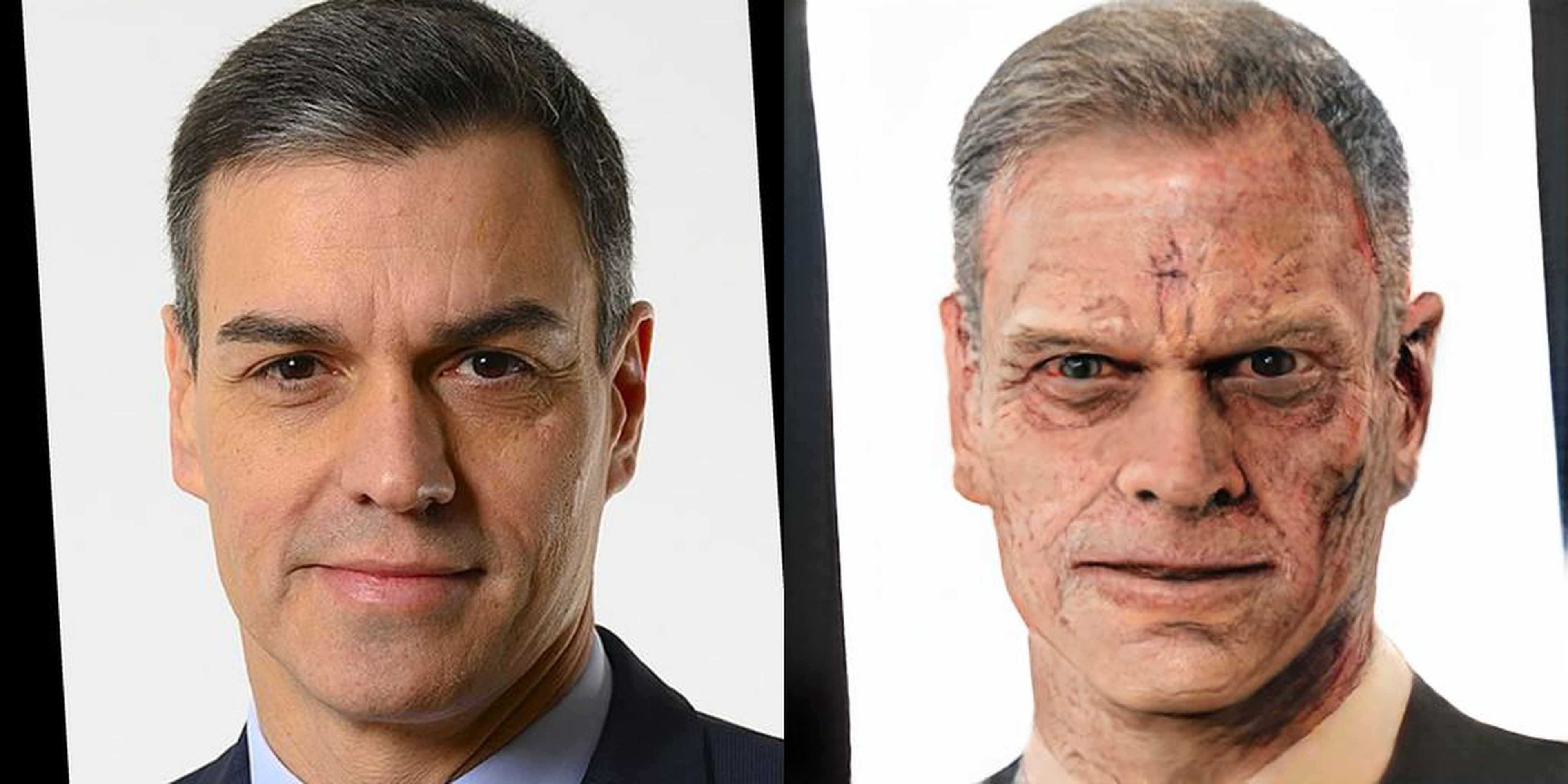 Pedro Sánchez, presidente del Gobierno, convertido en zombie.
