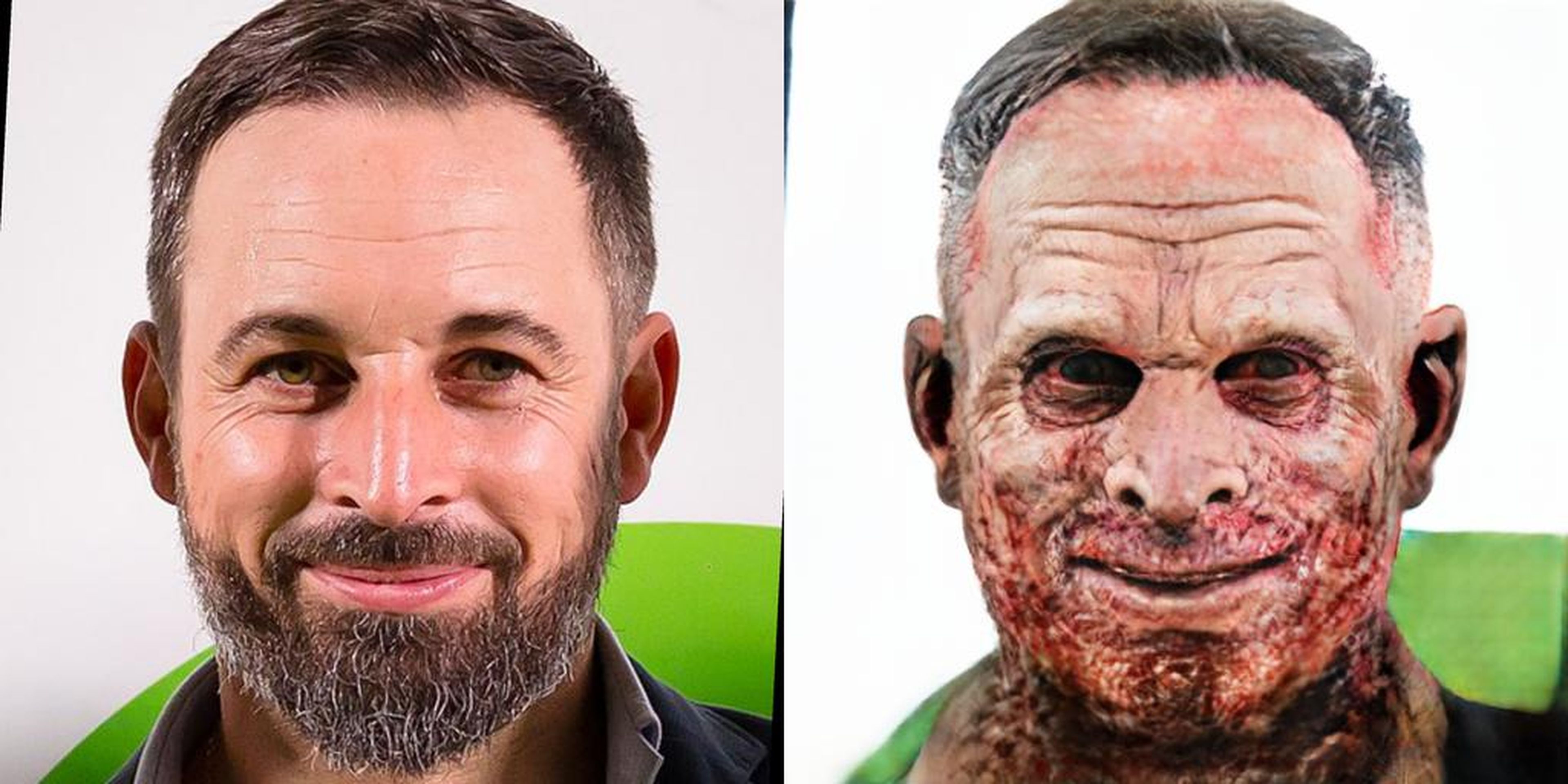 Santiago Abascal, líder de Vox, convertido en zombie.