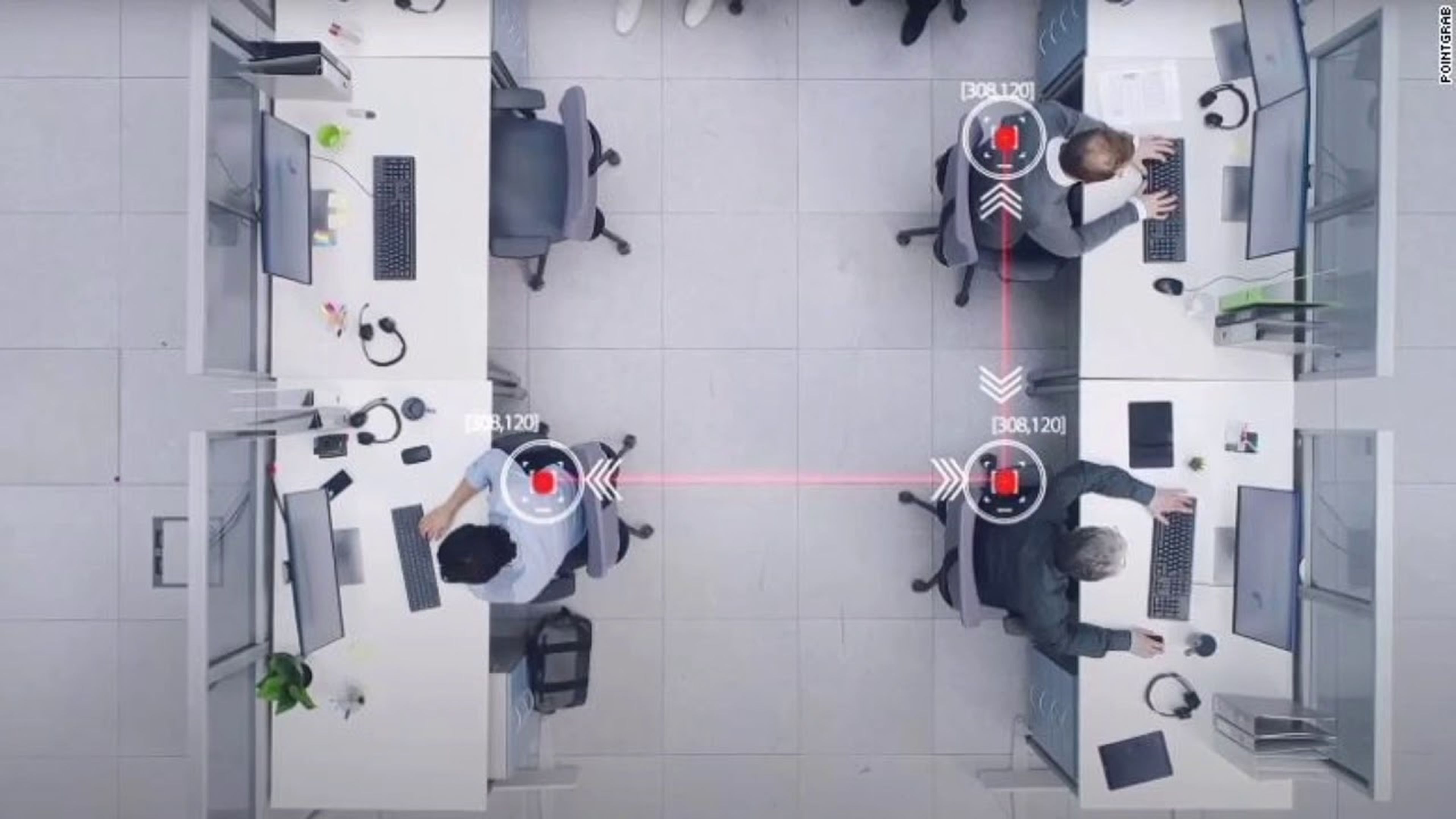 Sensores inteligentes para mantener la distancia social en las oficinas.