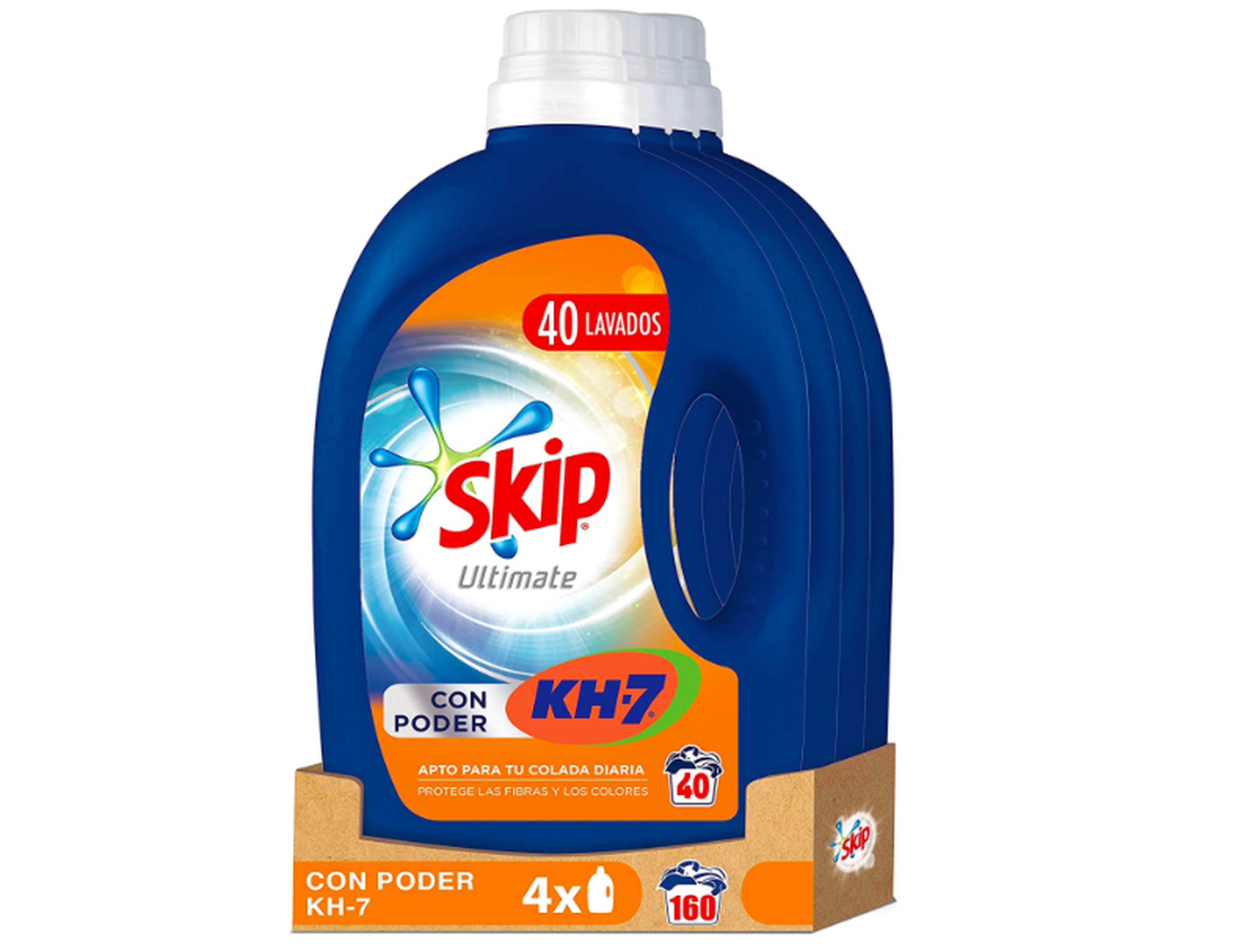Skip Ultimate Poder KH7 - Detergente líquido para 40 lavados, 2 l - paquete de 4, total 160 lavados, 8 l.