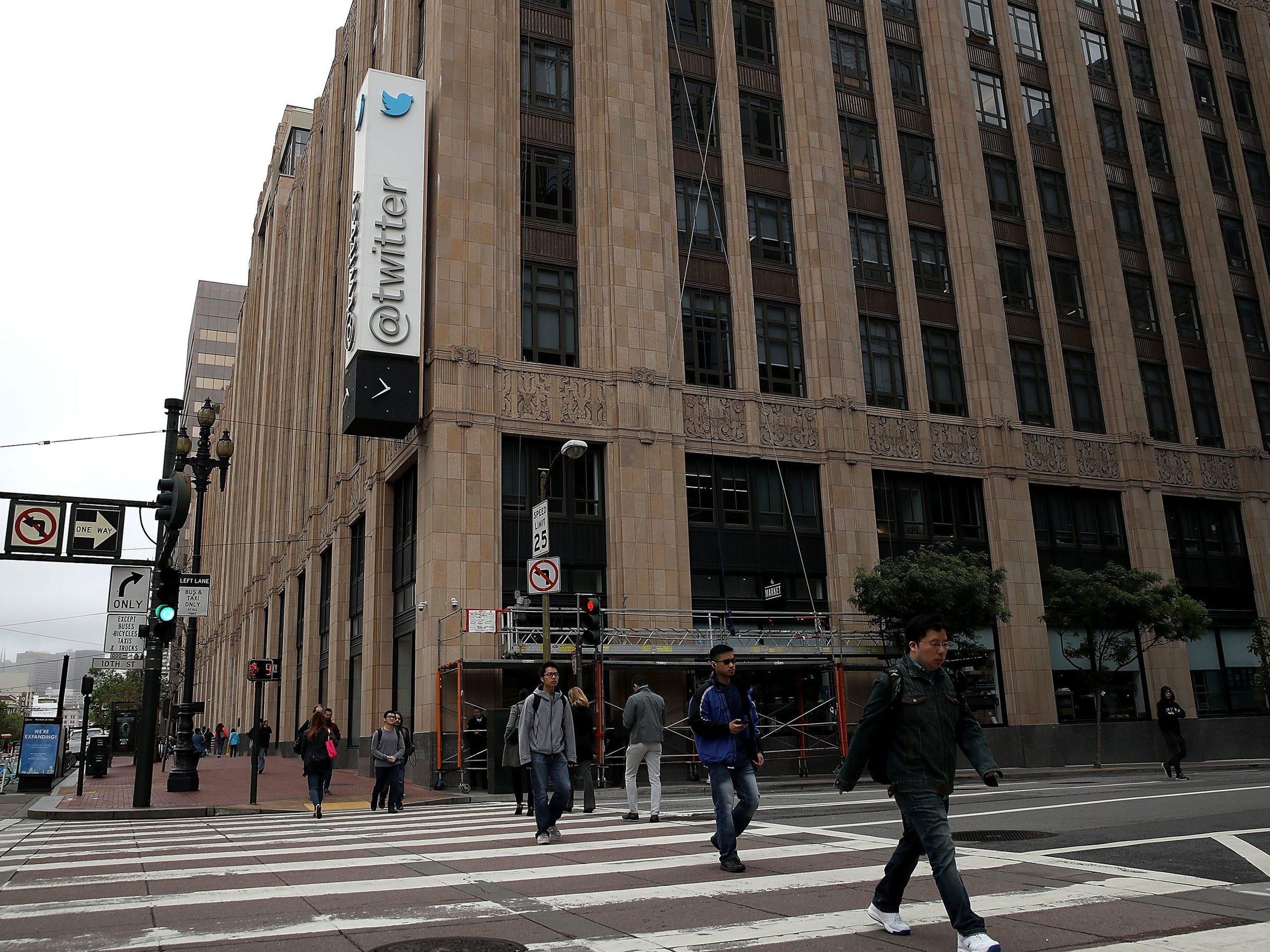 Twitter's headquarters in San Francisco. Justin Sullivan/Getty Images