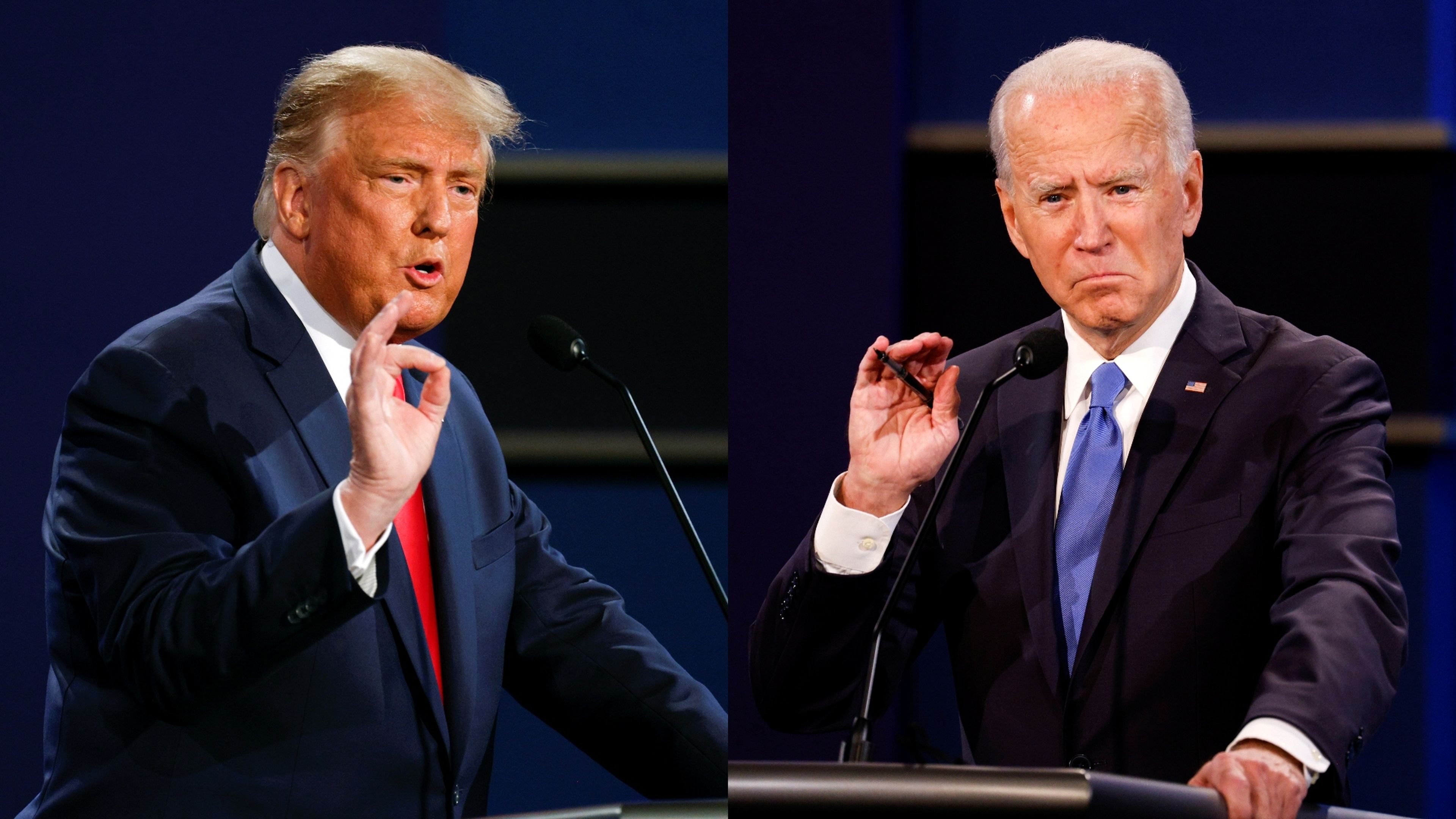 El actual presidente de EEUU, Donald Trump, y el candidato demócrata a la presidencia Joe Biden