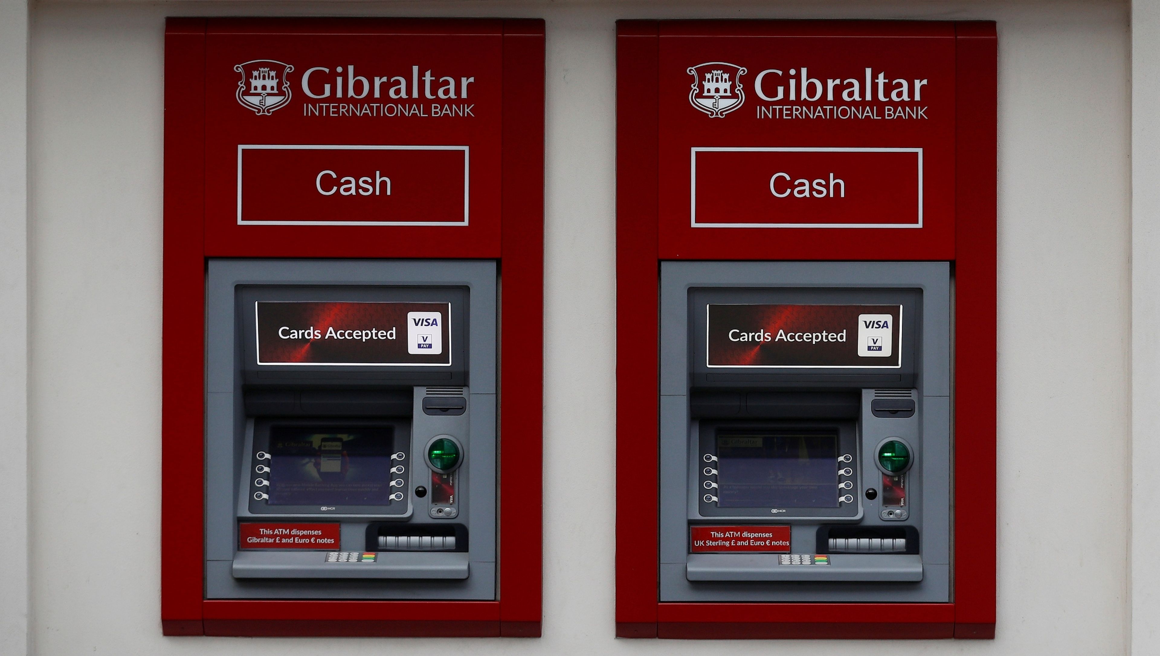 Un cajero automático de un banco de Gibraltar