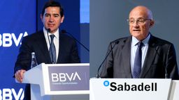 Los presidentes de BBVA, Carlos Torres, y del Sabadell, Josep Oliú