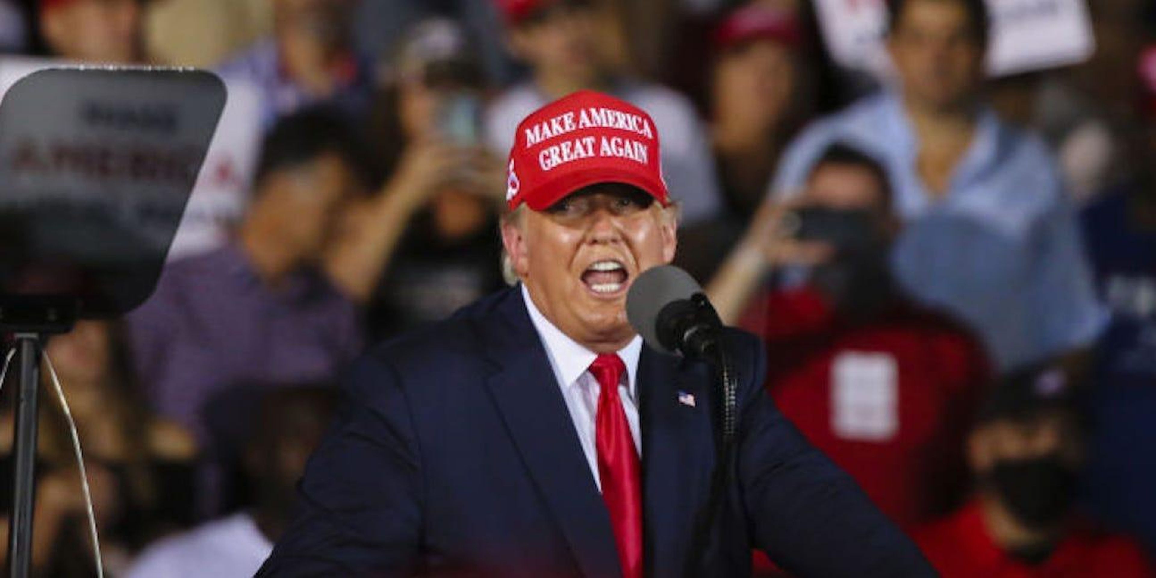 President Donald Trump holds a rally at Miami-Opa Locka Executive Airport on November 2, 2020.