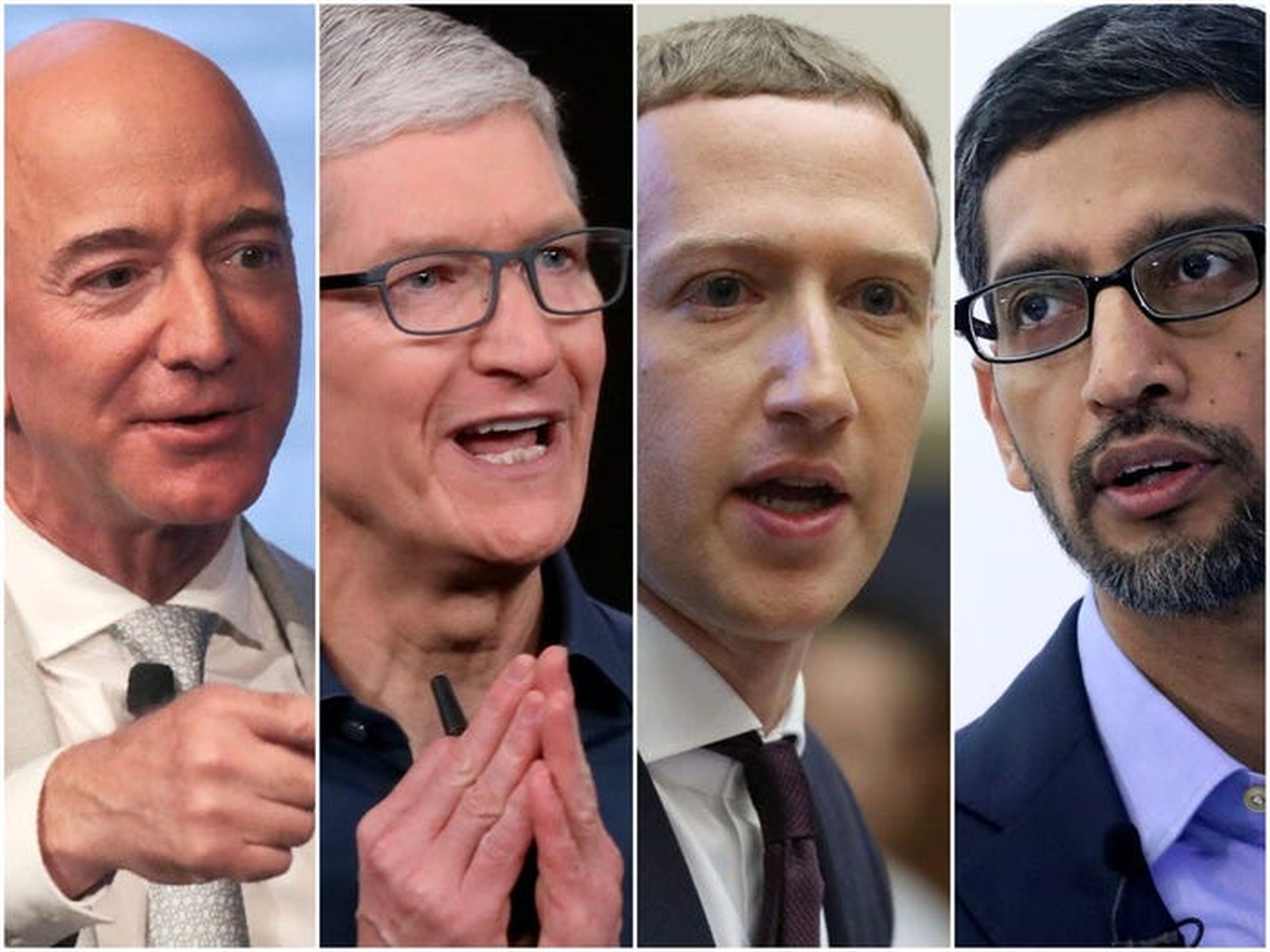 Los CEO de Amazon, Apple, Facebook y Google.