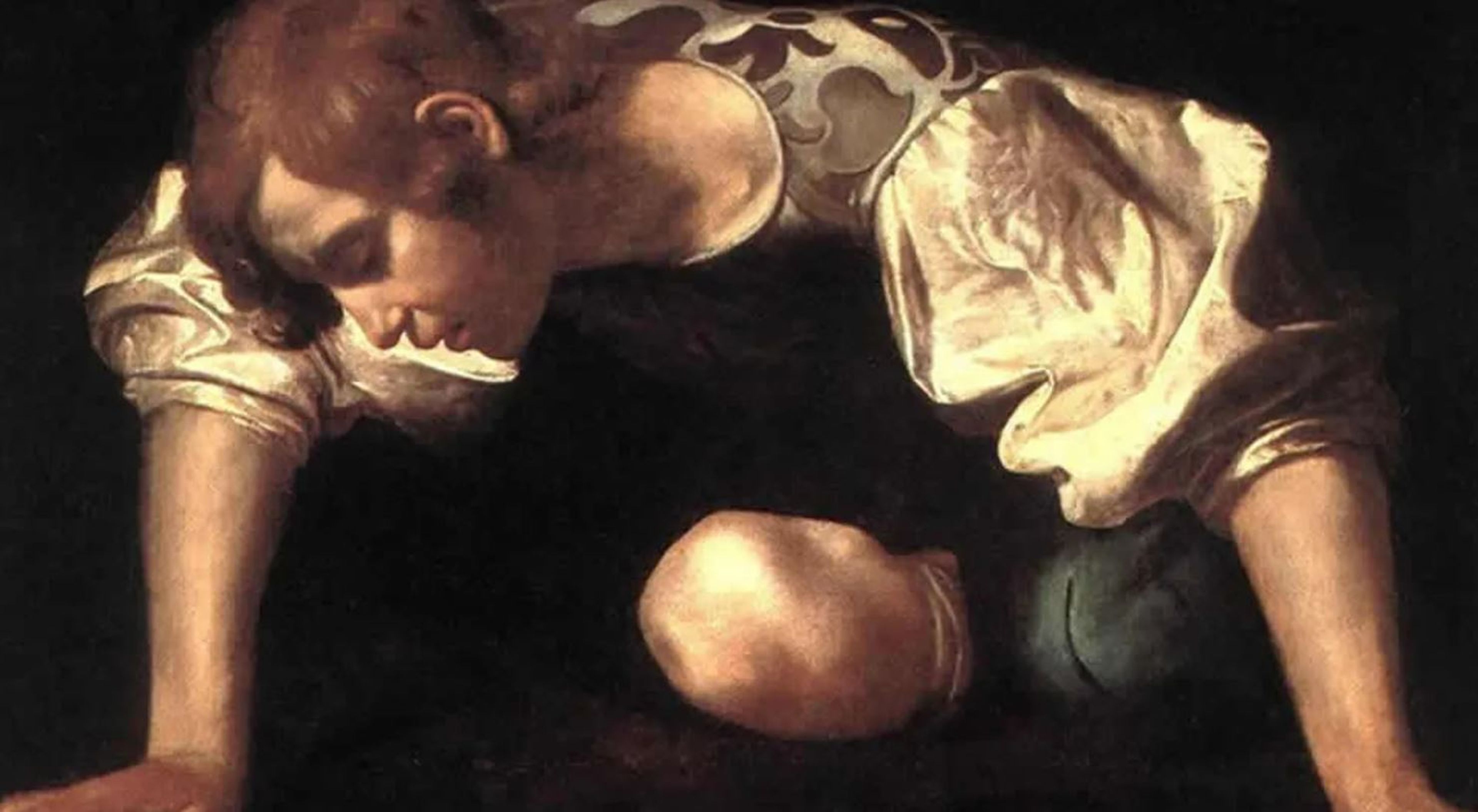 Una muestra del cuadro Narciso de Caravaggio.