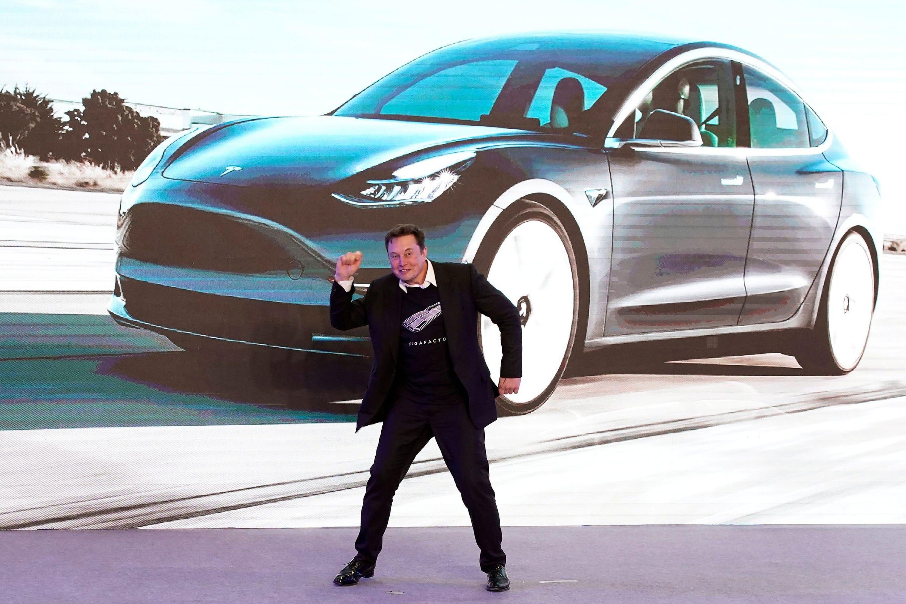 Elon Musk durante un evento de Tesla en su fábrica de Shangái (China)