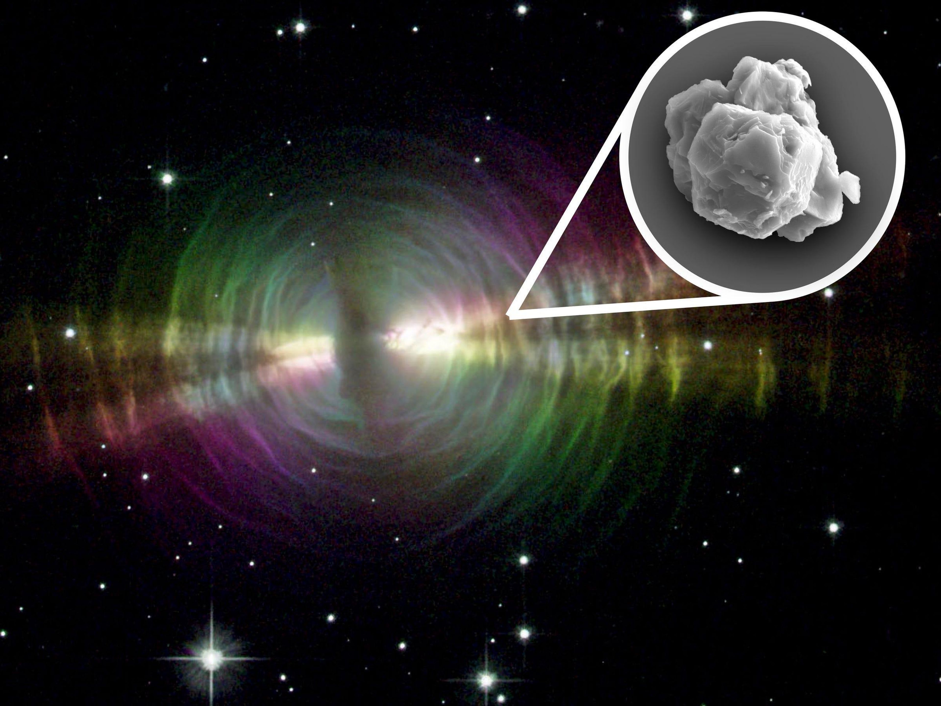 Lugares en el universo como la Nebulosa del Huevo (en la foto) podrían ser fuentes de partículas de polvo de estrellas como las que se encuentran en un meteorito llamado Murchison.