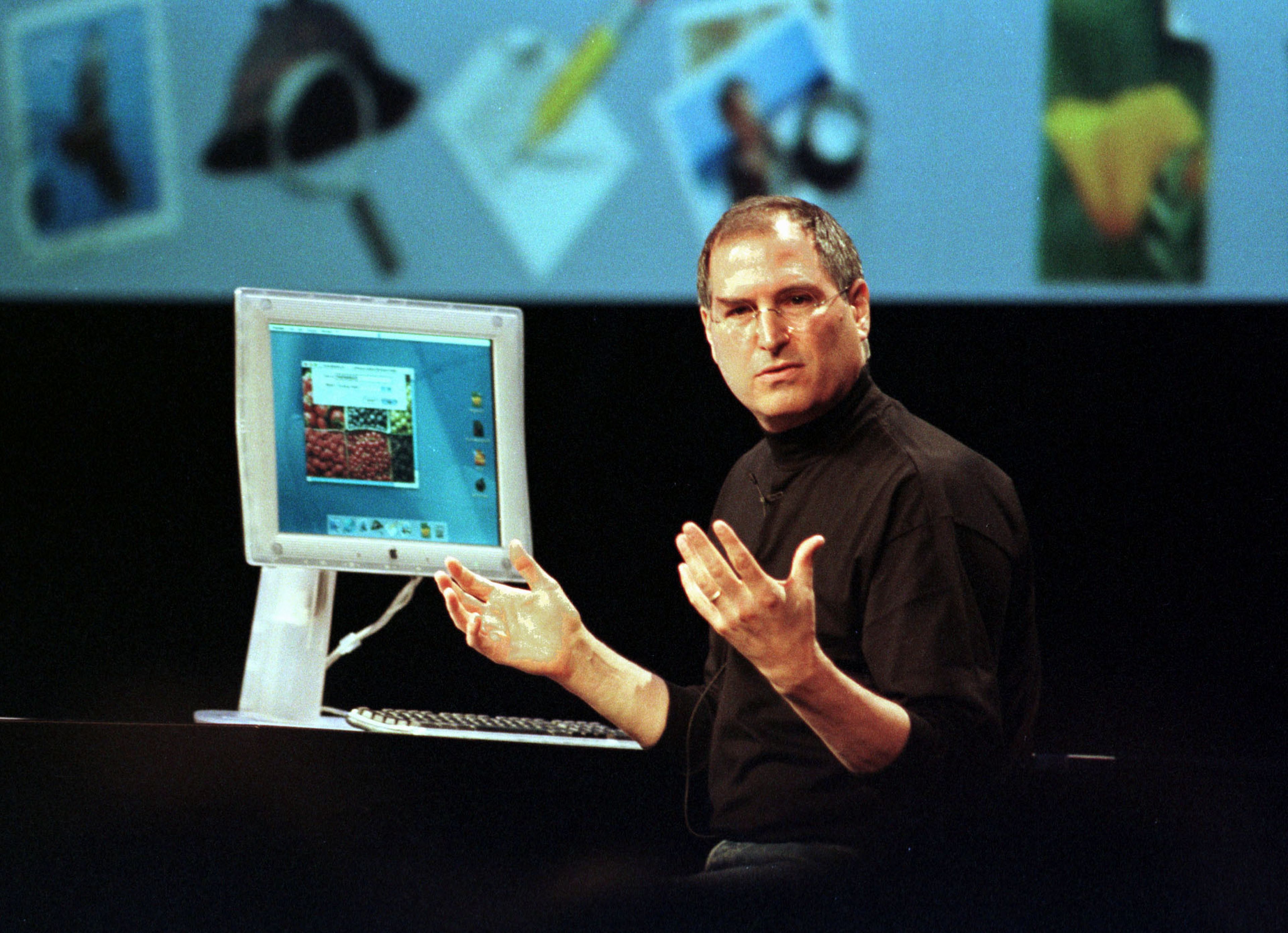 Steve Jobs, CEO de Apple, durante una presentación preliminar del sistema operativo Mac OS X.