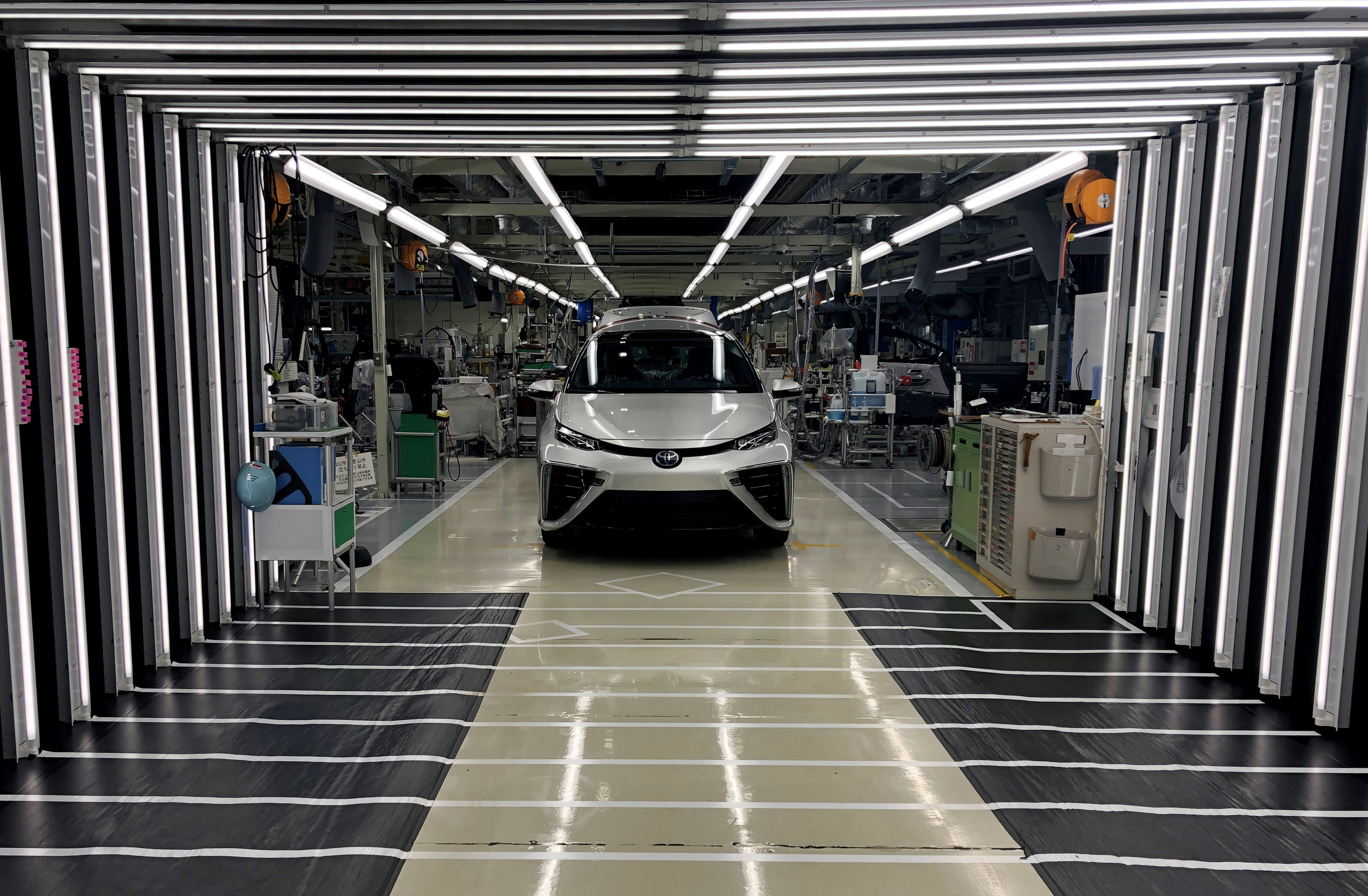 Un Toyota Mirai en una fábrica de la marca japonesa en Japón.