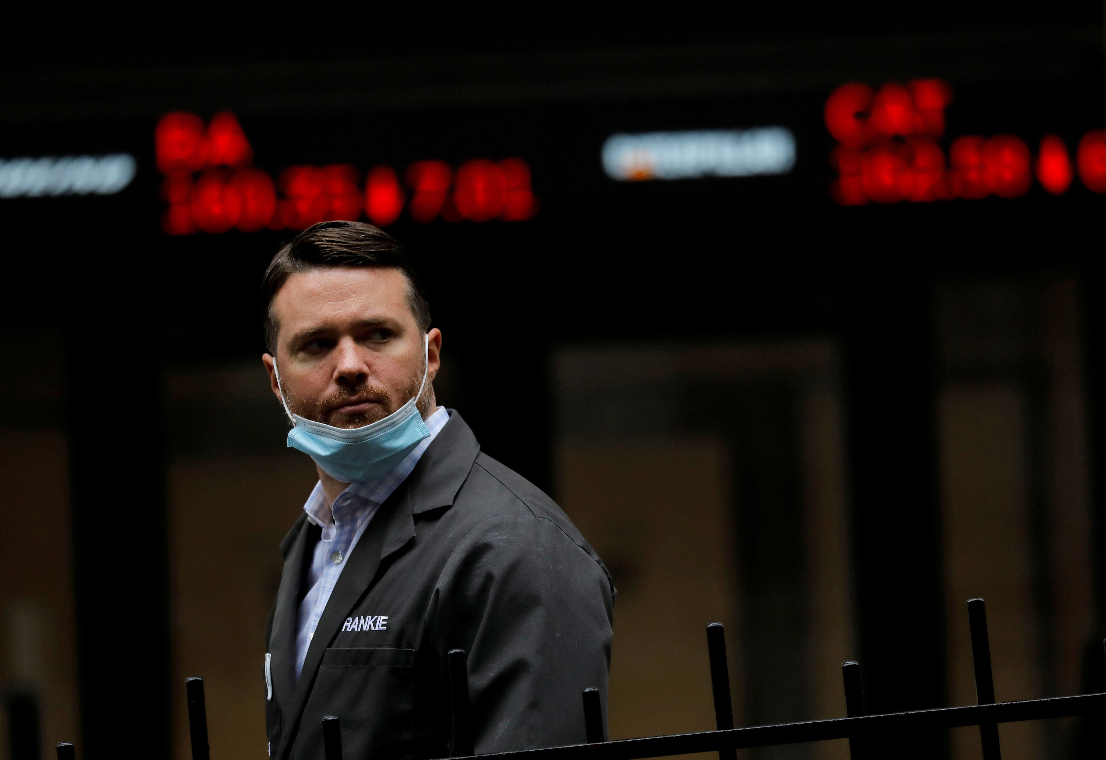 Trader en Wall Street en plena pandemia.