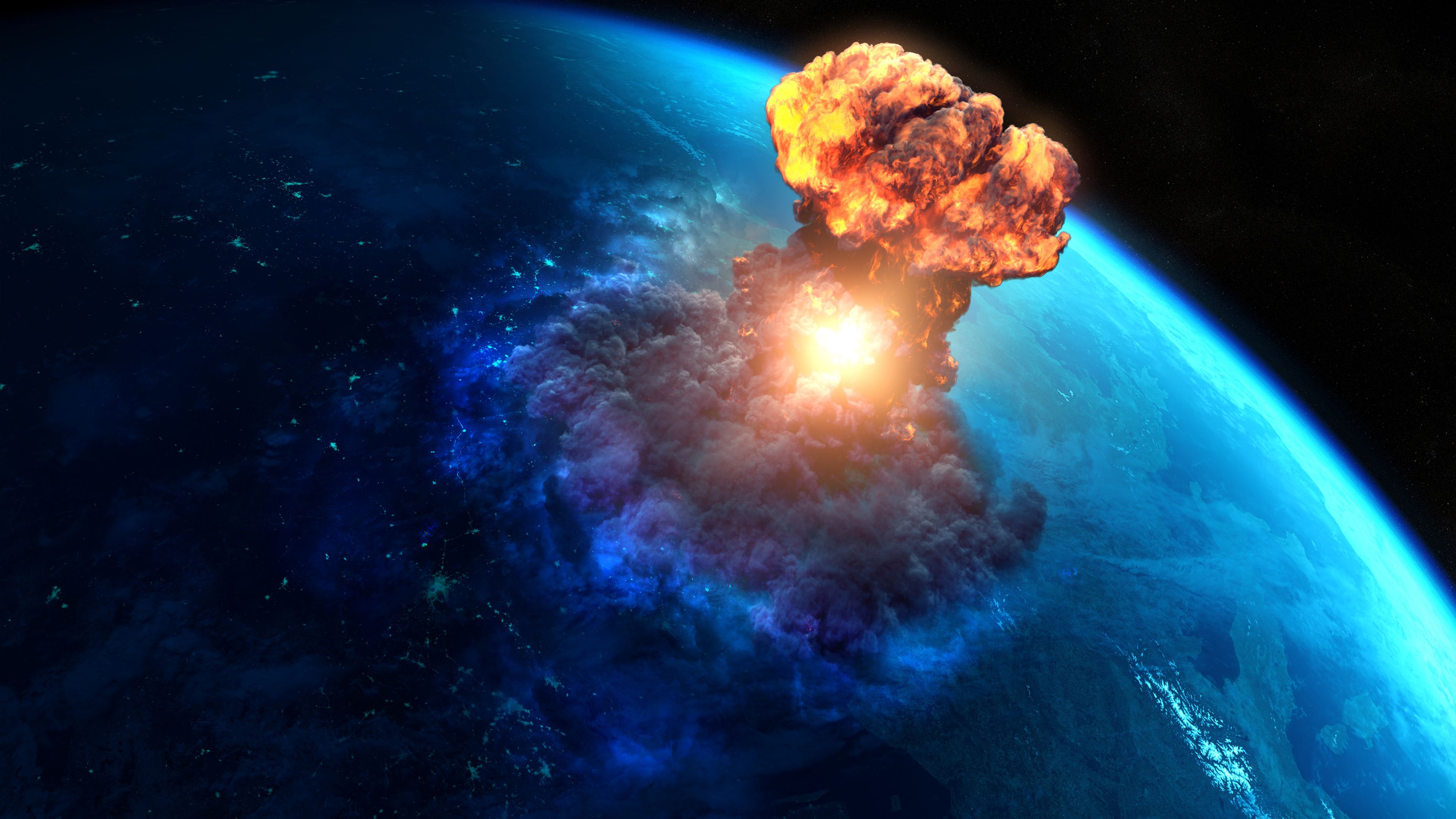 Asteroide impactando contra la Tierra.