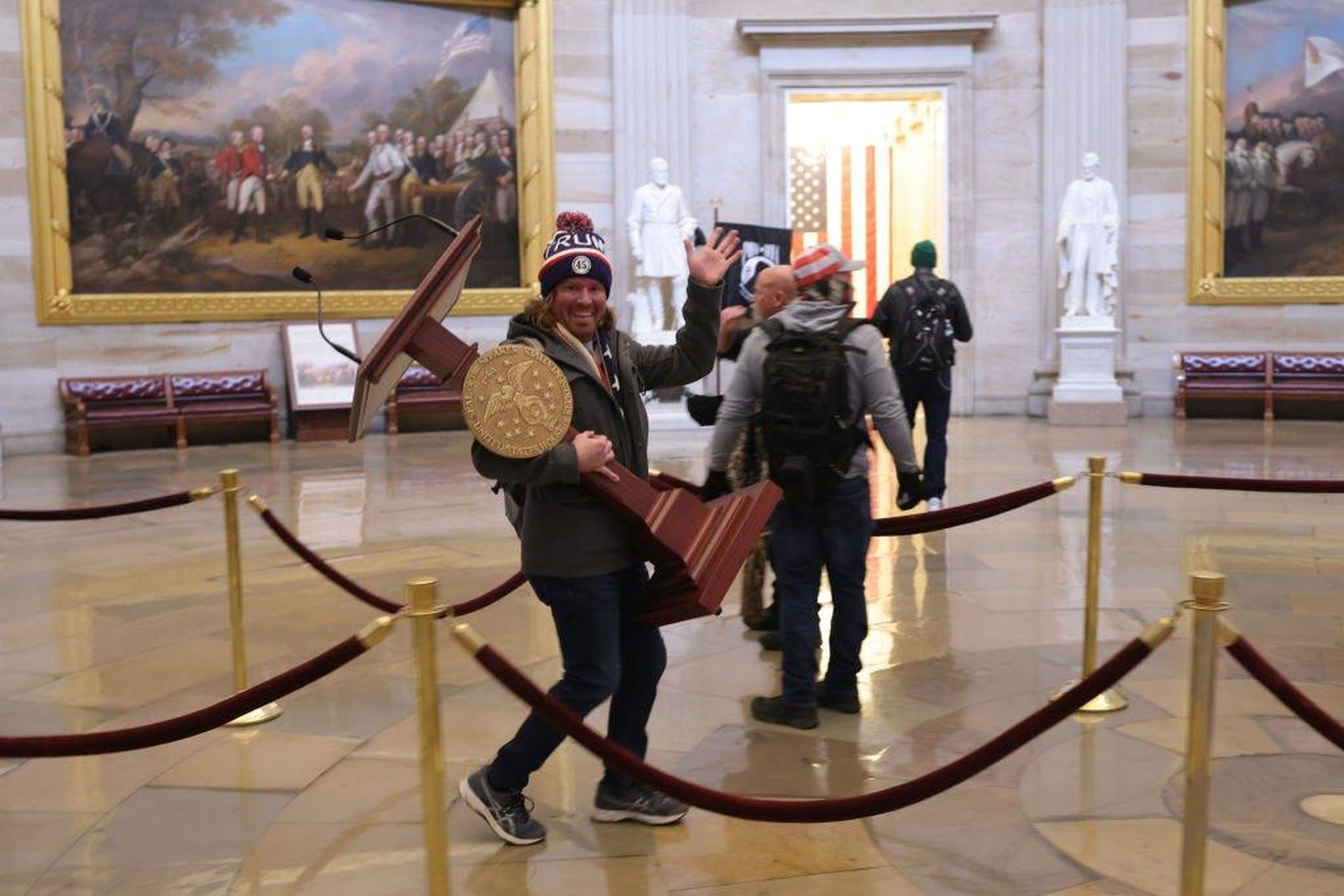 Protesters enter the US Capitol Building.
