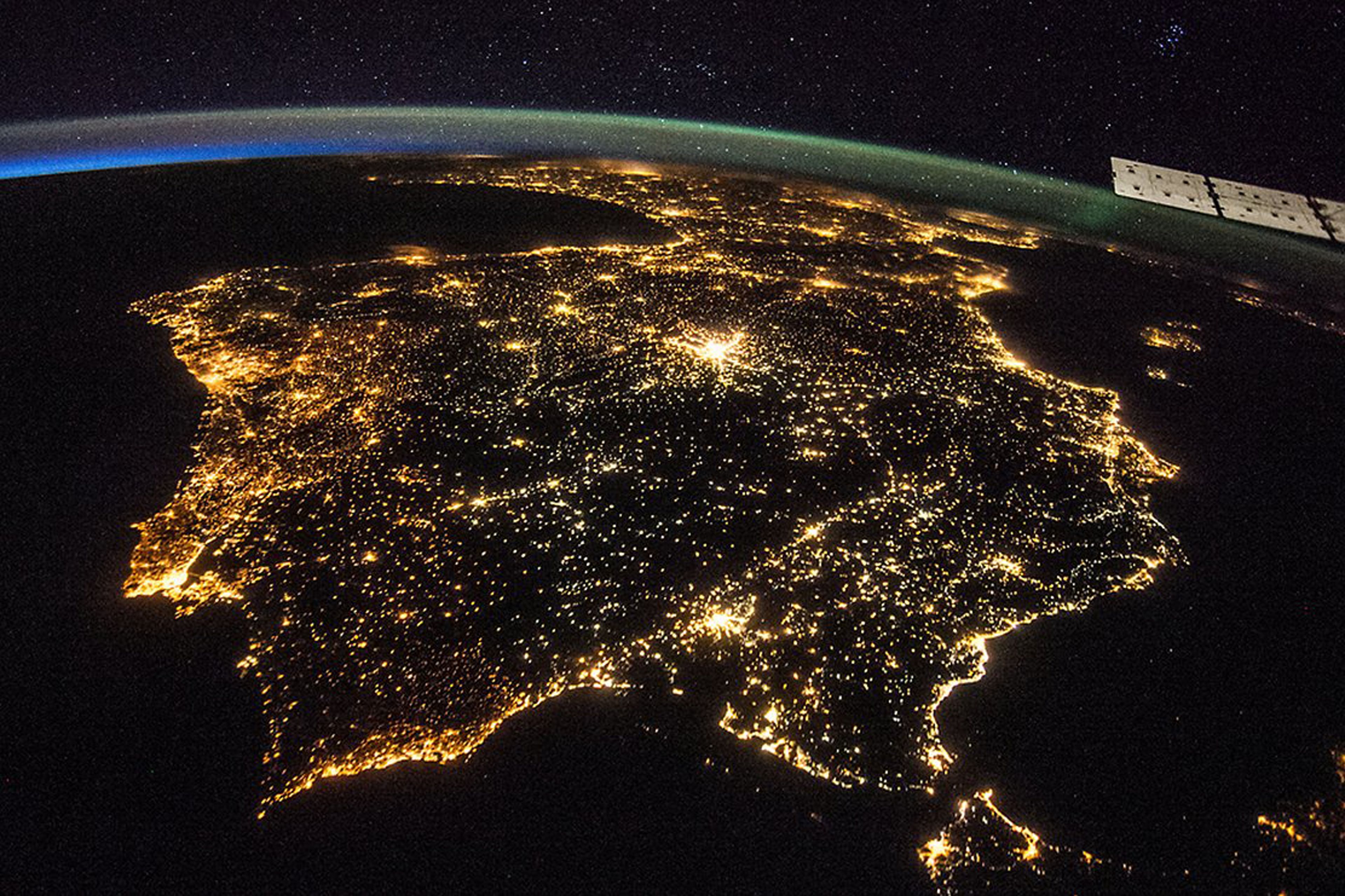 Imagen tomada desde la Estación Espacial Internacional de la Península Ibérica.