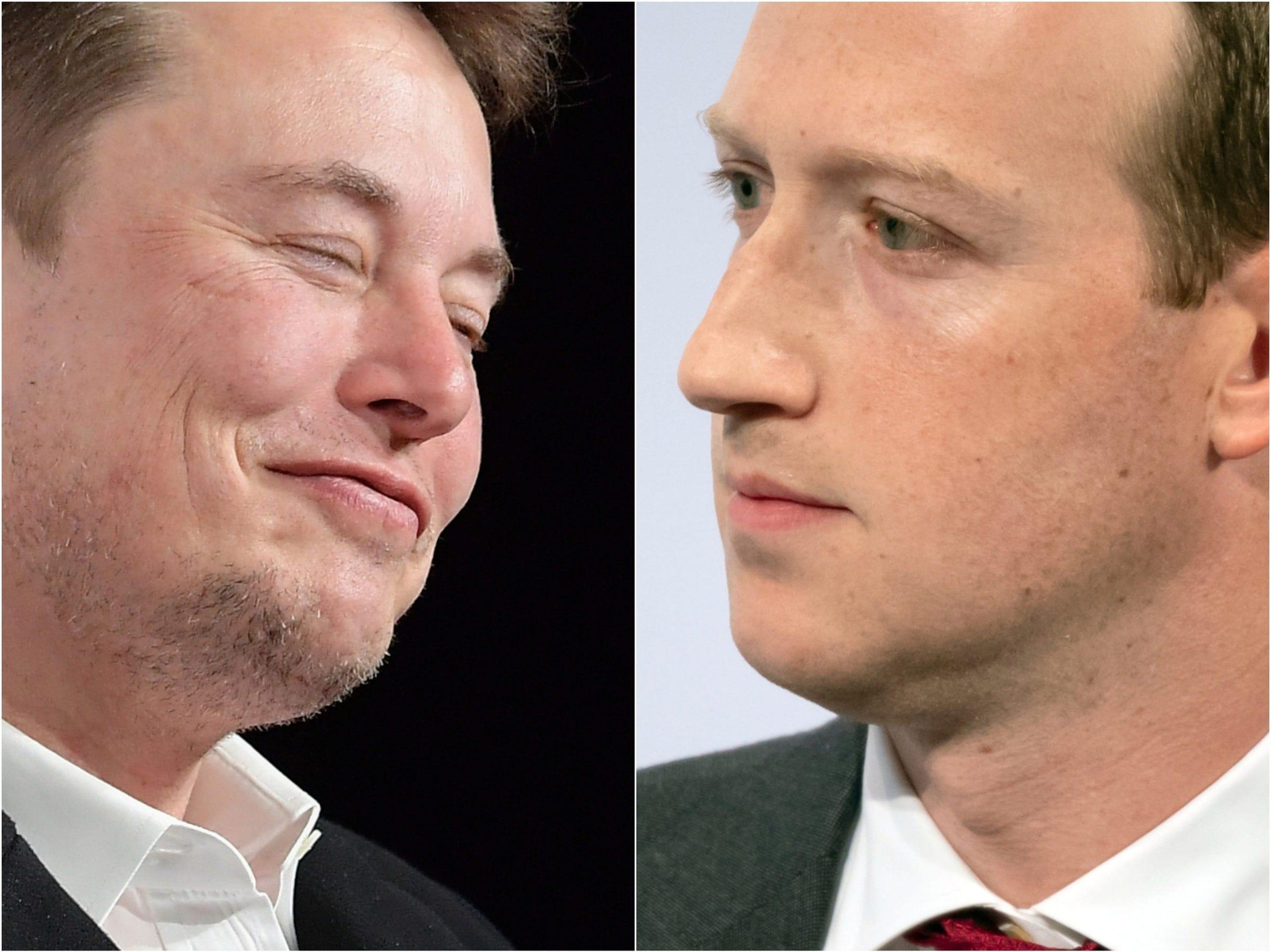 El Presidente de Tesla, Elon Musk (izquierda) y el CEO de Facebook, Mark Zuckerberg.