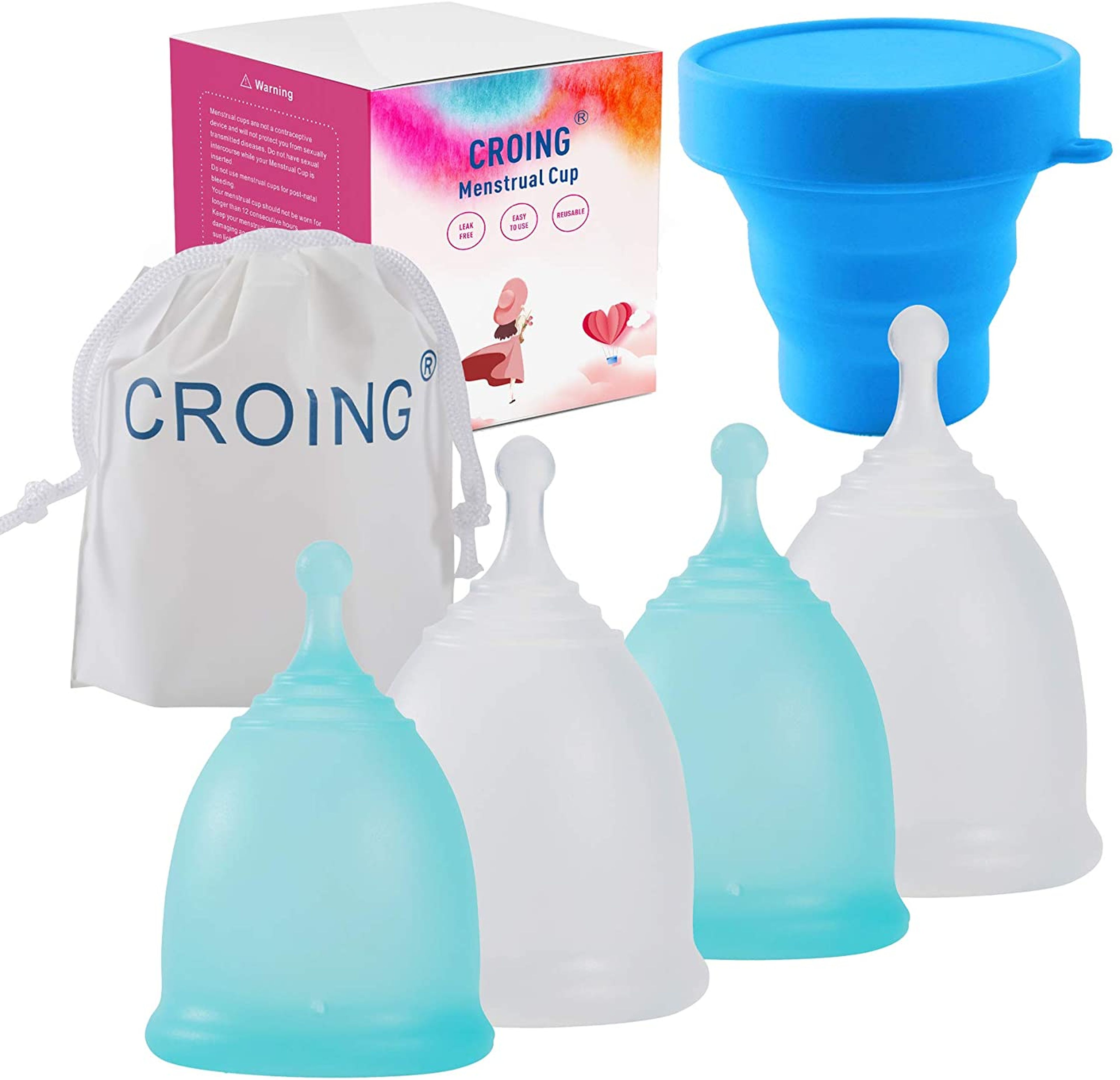 Pack 4 copas menstruales Croing