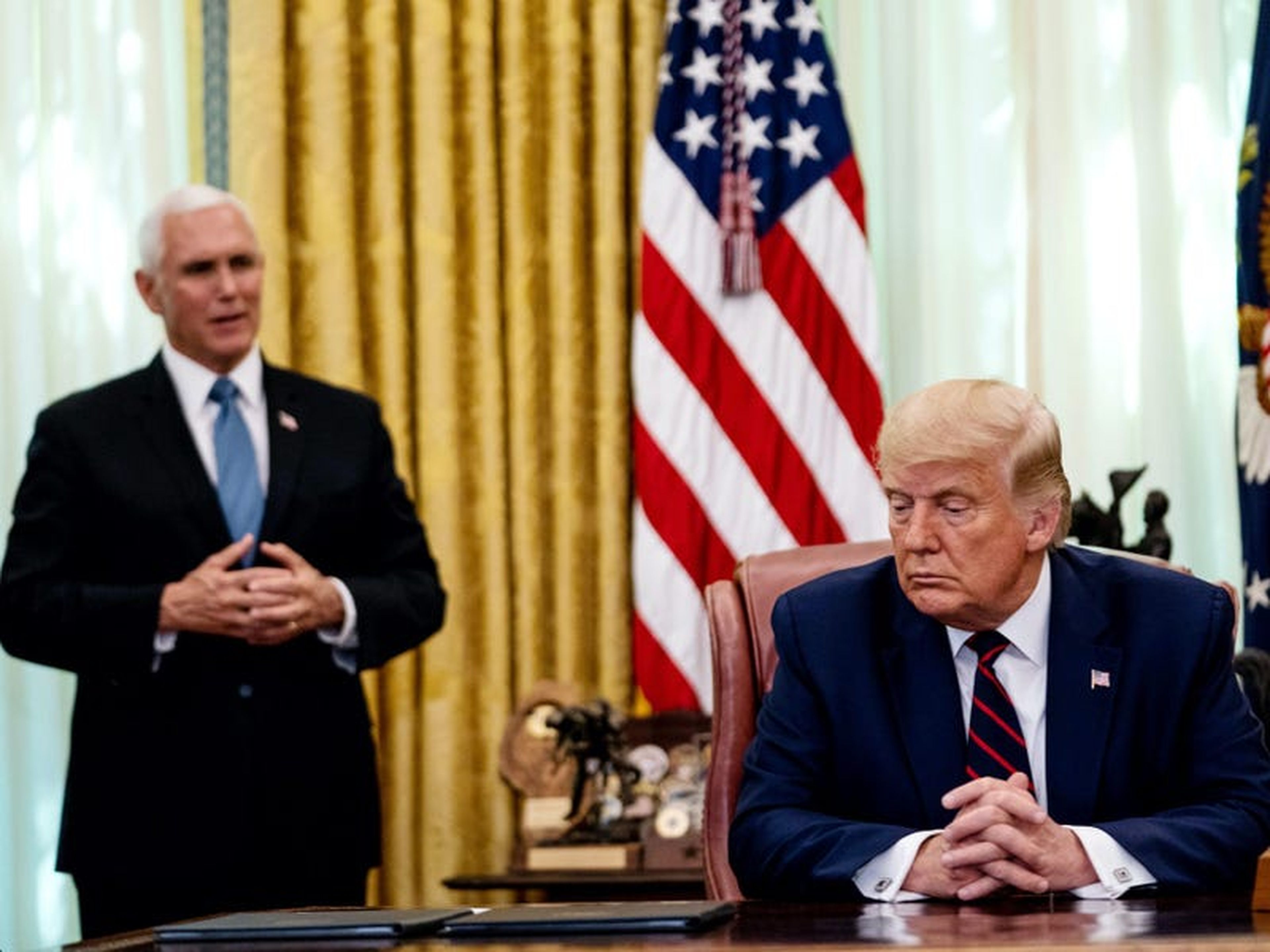 Pence y el presidente Donald Trump en la Oficina Oval, septiembre de 2020.