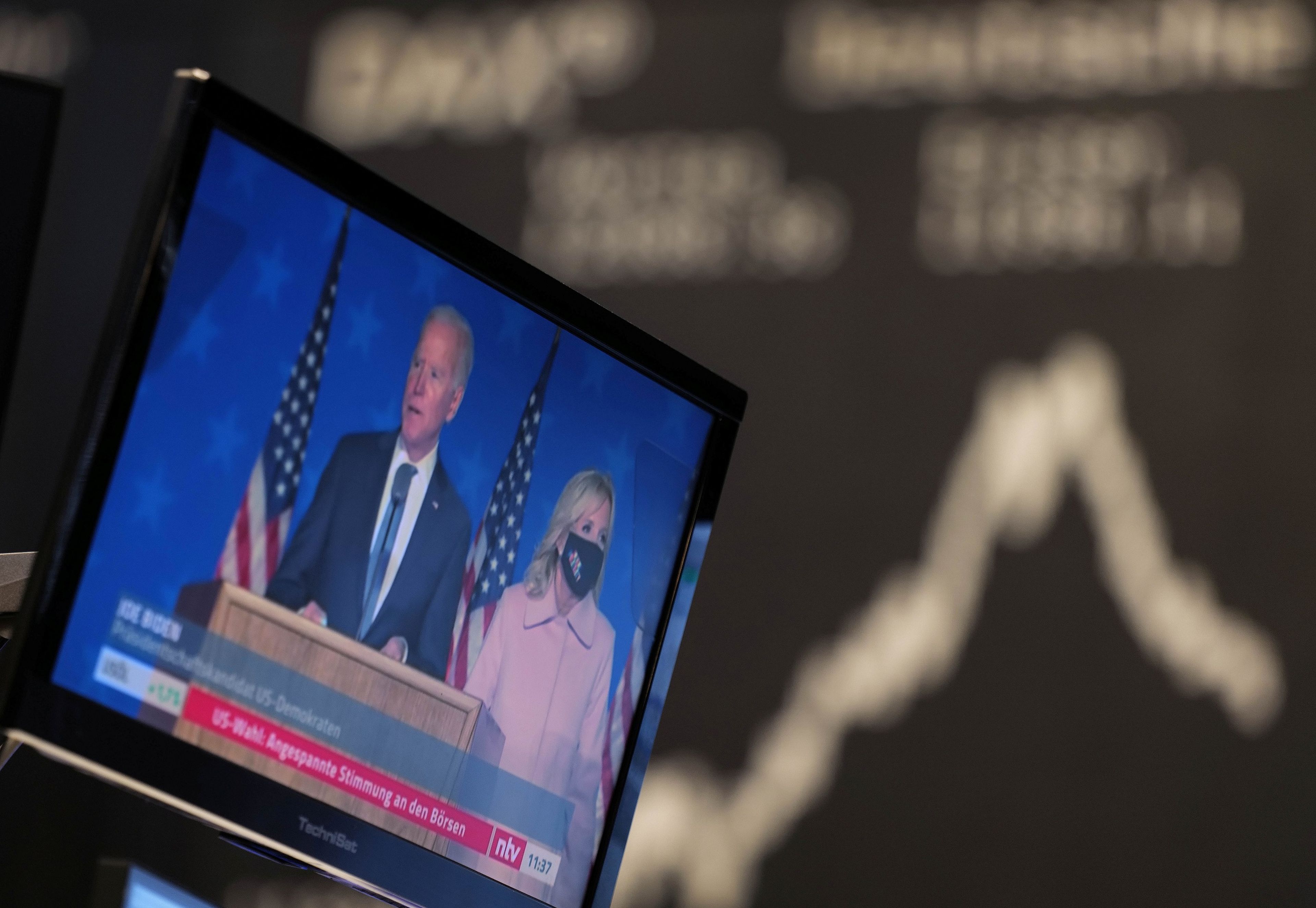 La reacción de los mercados a la elección de Joe Biden como presidente de los EEUU en un parqué europeo.