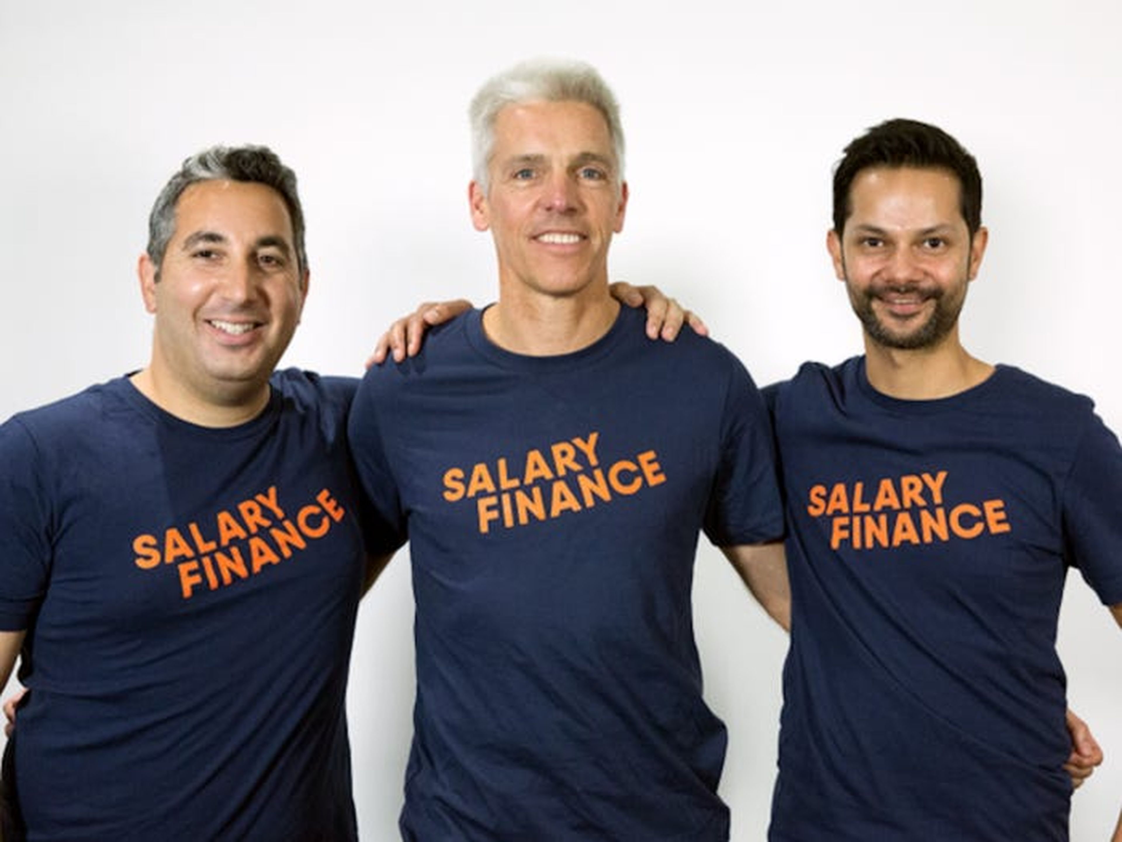 Los fundadores de Salary Finance Asesh Sarkar, Daniel Shakhani y Dan Cobley.