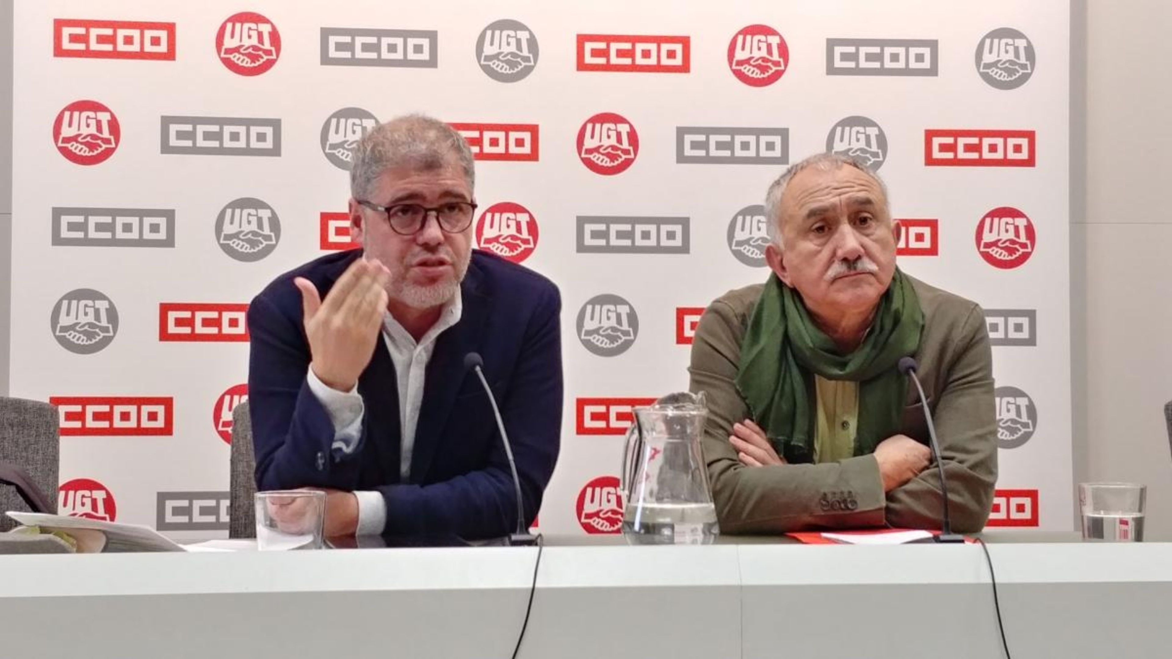 Los secretarios generales de CCOO, Unai Sordo, y UGT, José María Álvarez
