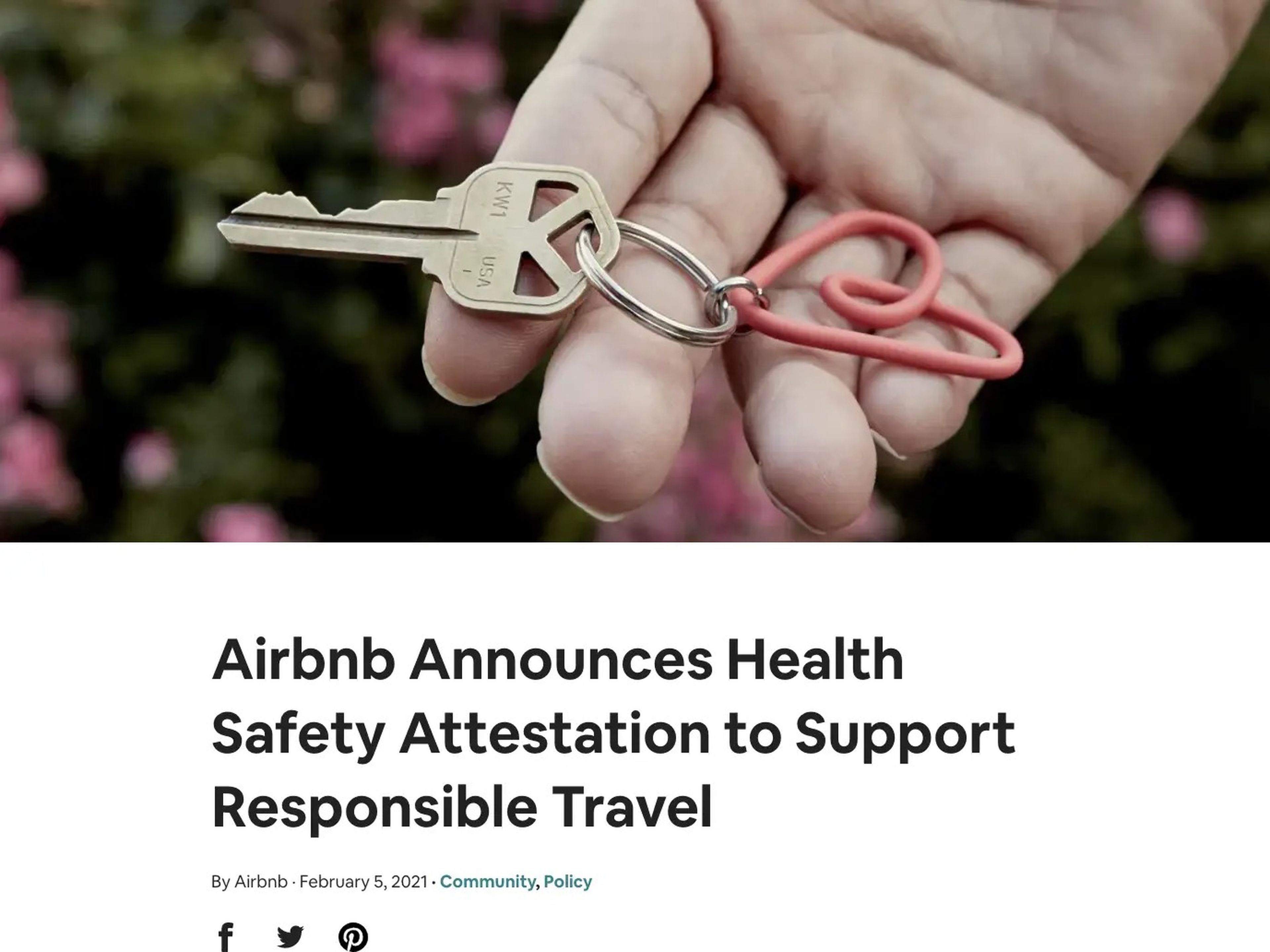 Captura de pantalla del anuncio de la sala de redacción de Airbnb tomada el 6 de febrero de 2021. Airbnb.