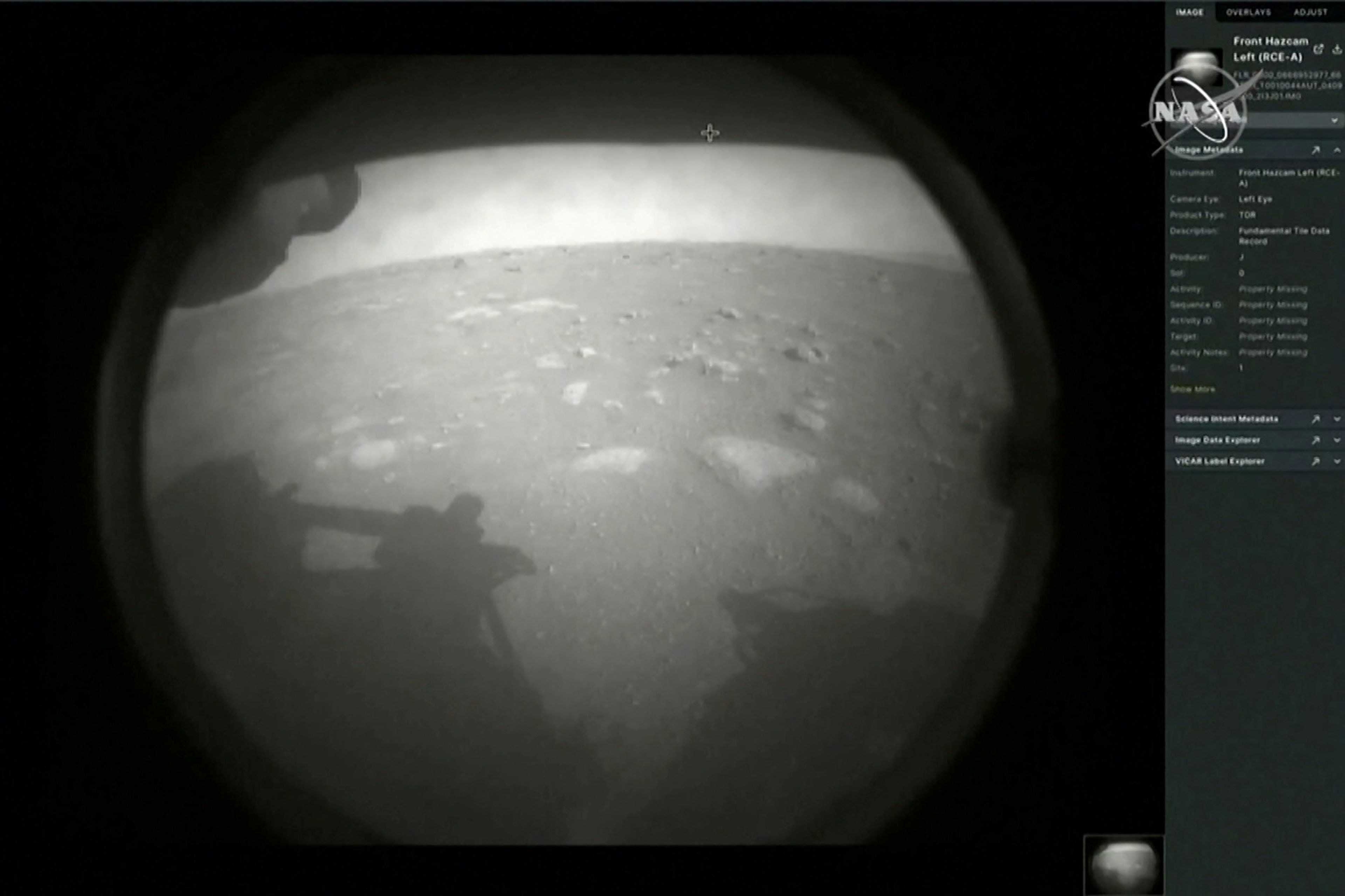 Las primeras imágenes de 'Perseverance' a su llegada a Marte